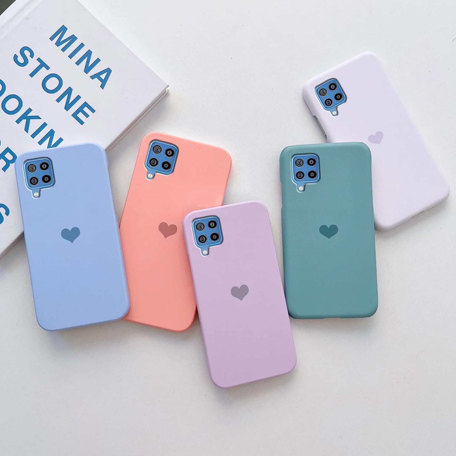 COLORflow Back Cover case Compatible with Samsung M32 4G / F22 4G | Pastel Hearts Color Customized Back Cover Compatible with Samsung Galaxy M32 4G / F22 4G