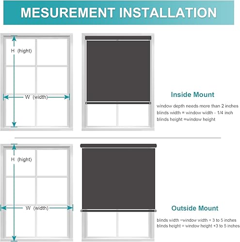 Miniatura 7 de MYshade Persianas enrollables opacas sin cordón personalizadas, con cubierta de cenefa, oscurecimiento de habitación para el hogar, oficina, baño,