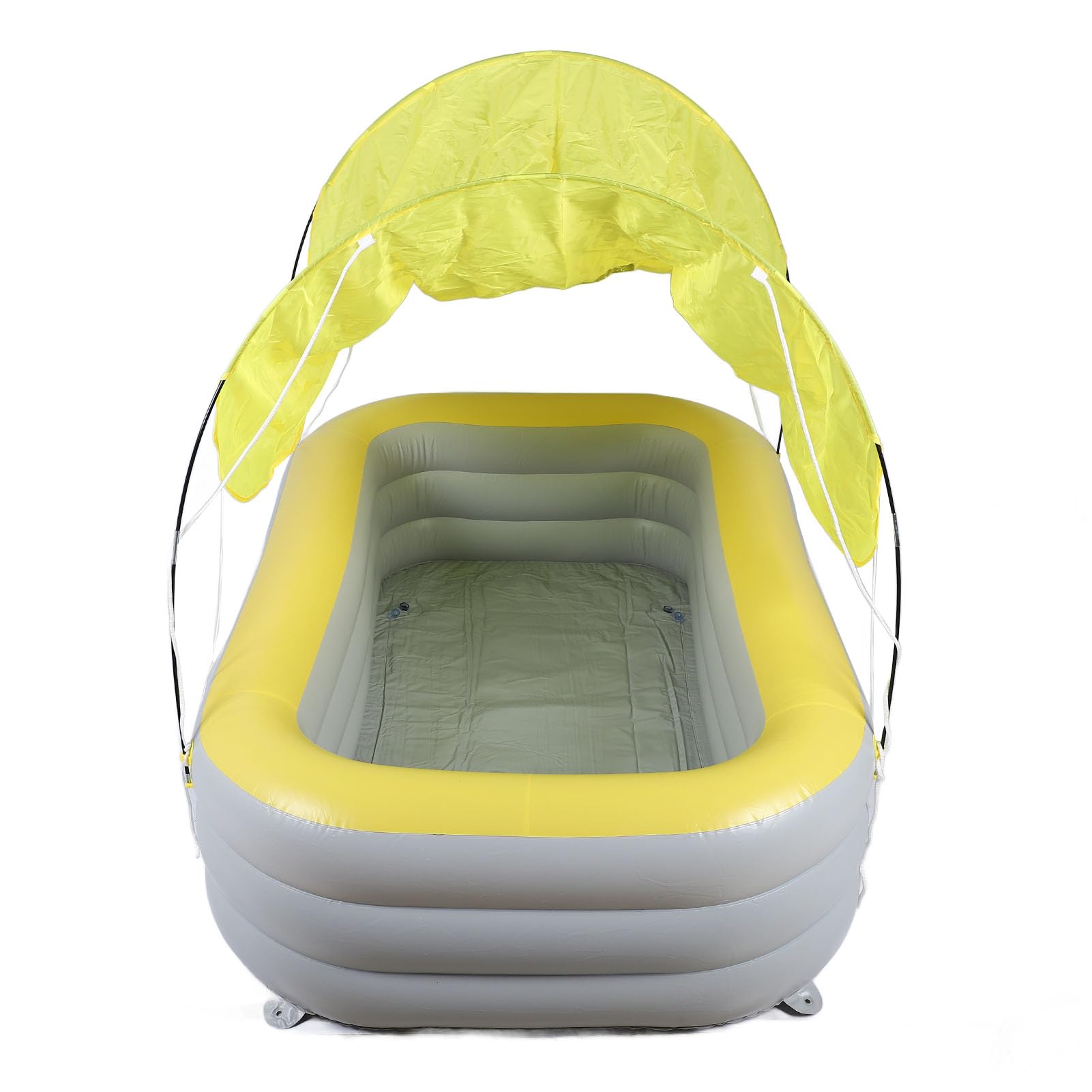 Qcwwy Aufblasbarer Familienpool, Aufblasbares Schwimmbad, Aufblasbares Kinderbecken mit Sonnenschutzdach für, Hinterhof, Garten, Spielplatz, 2,1 M X 82,7 Zoll, Blau (Yellow)