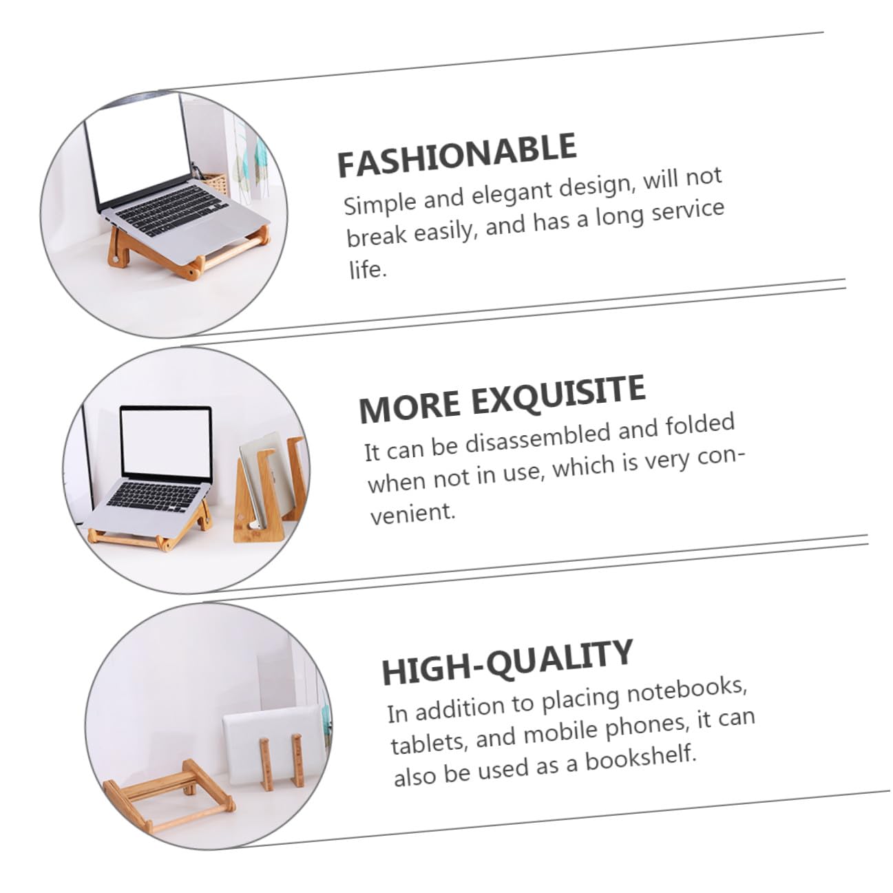 Supporto Portatile per Laptop in Legno Regolabile Supporto Pieghevole per Computer 13-156 Pollici Accessori Multifunzione per Notebook Elevazione Ergonomica