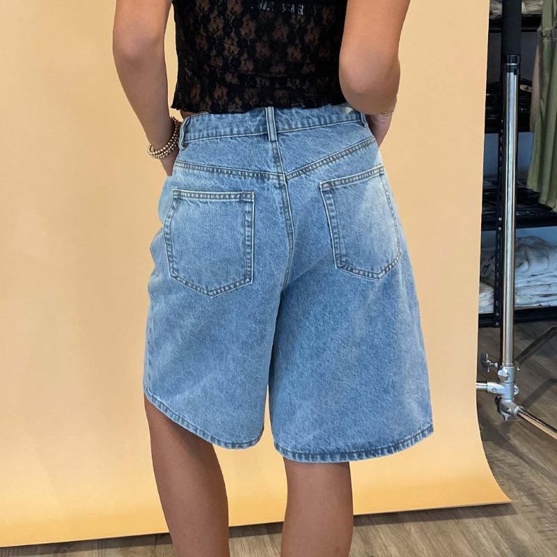 Women Wide Leg Baggy Jean Shorts Vintage Loose Fit Low Rise Bermuda Denim Shorts Summer Jorts Streetwear Y2k Clothes - Image 5