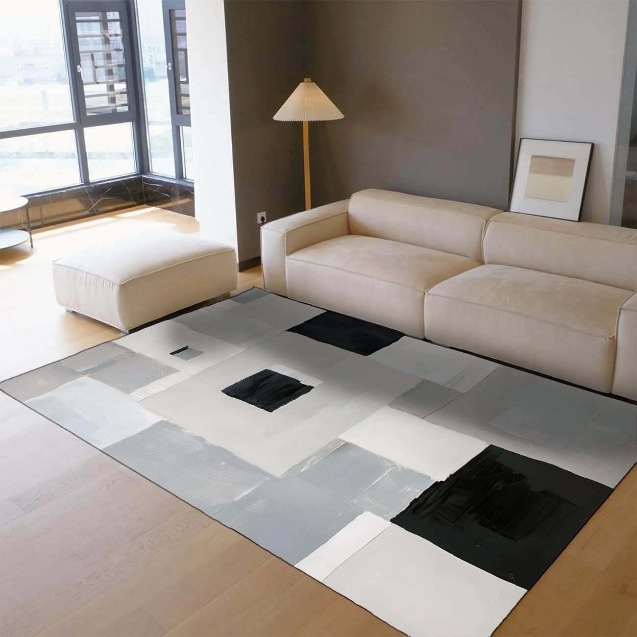 Tapis d'intérieur minimaliste 160x230cm abstrait géométrique salon design chic