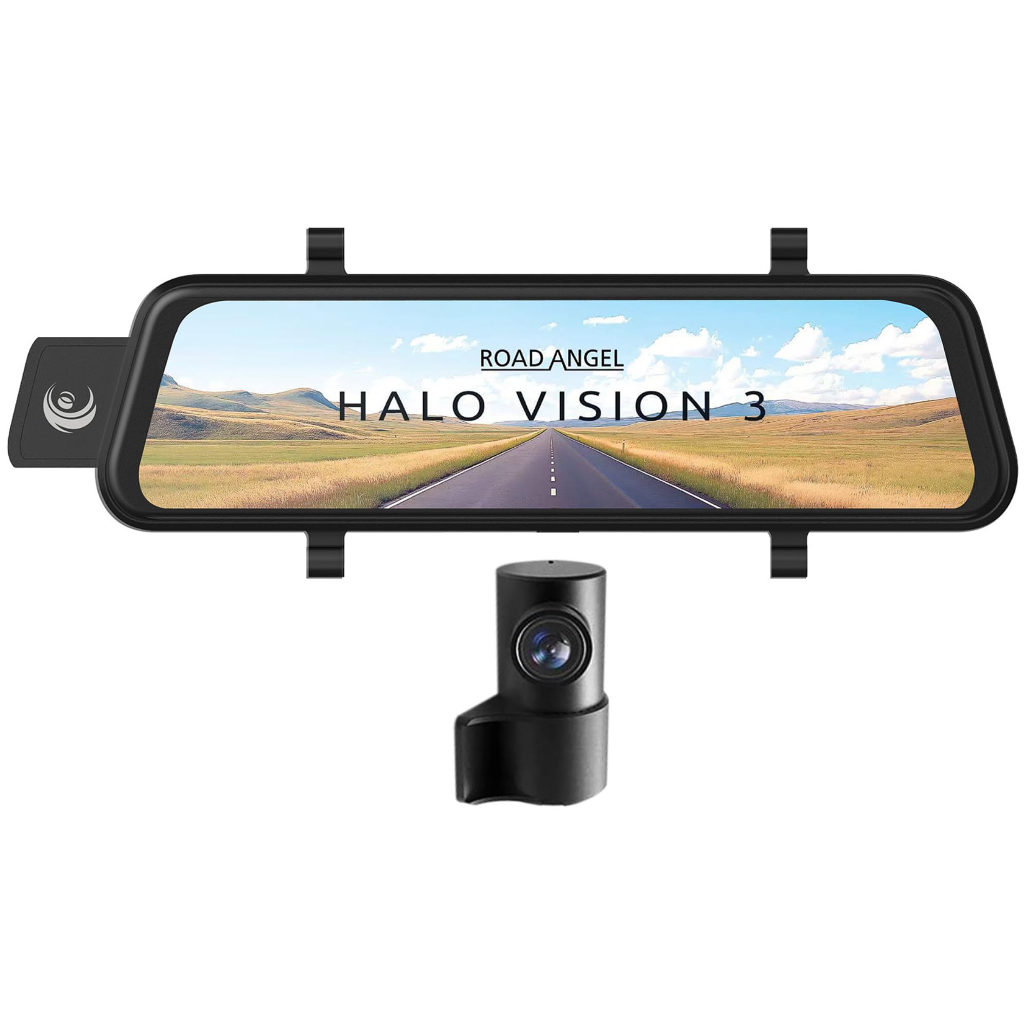Road Angel Light Halo Vision 3 Rear View Mirror 4K Dual Dashcam - 10" T