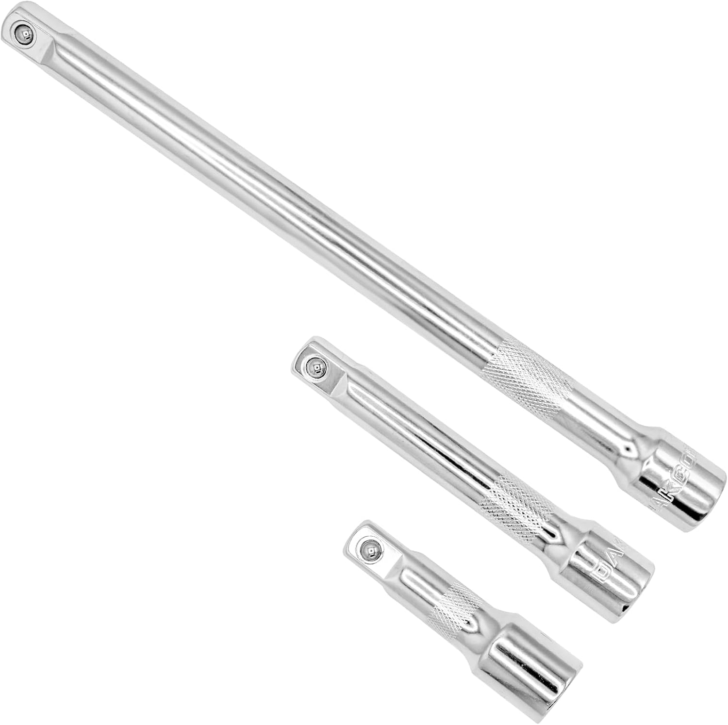 DAKCOS 3 Pieces 1/2 Inch Drive Socket Extension Set Includes 3 5 10 Inch Extensions Premium Chrome Vanadium Steel with Mirror Finish