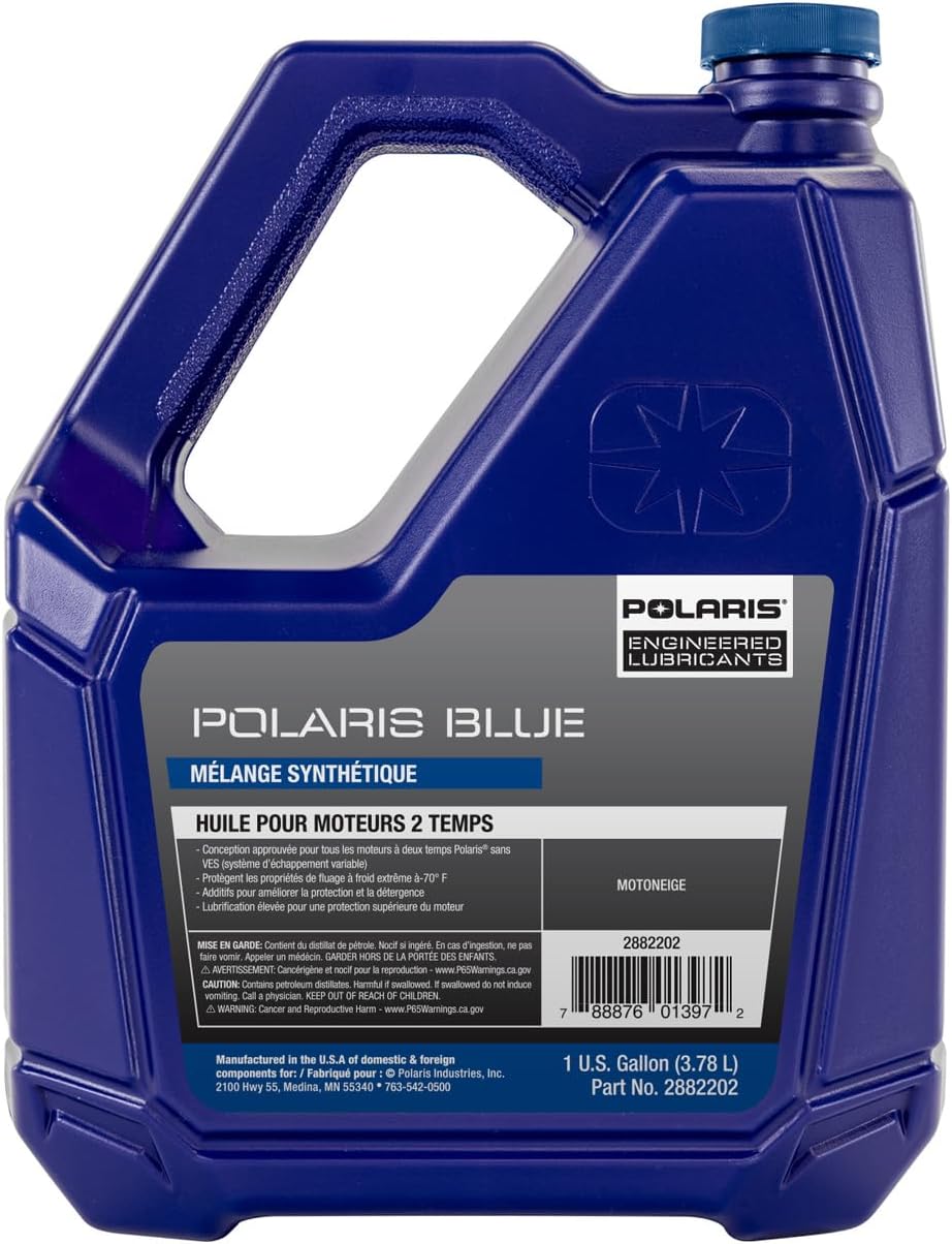 Polaris OEM Snowmobile Blue Synthetic Blend 2-Cycle Oil, For Polaris 2-Stroke Snowmobiles, 1 Gallon, Synthetic - Part 2882202
