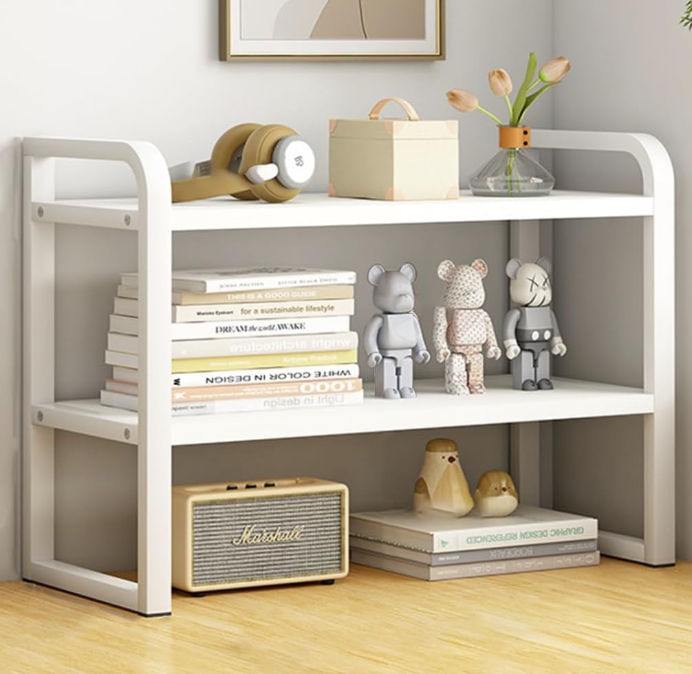 Amazon.co.jp: PREMIUMM 卓上ラック デスク 収納 白 2段 幅40cm 白×白