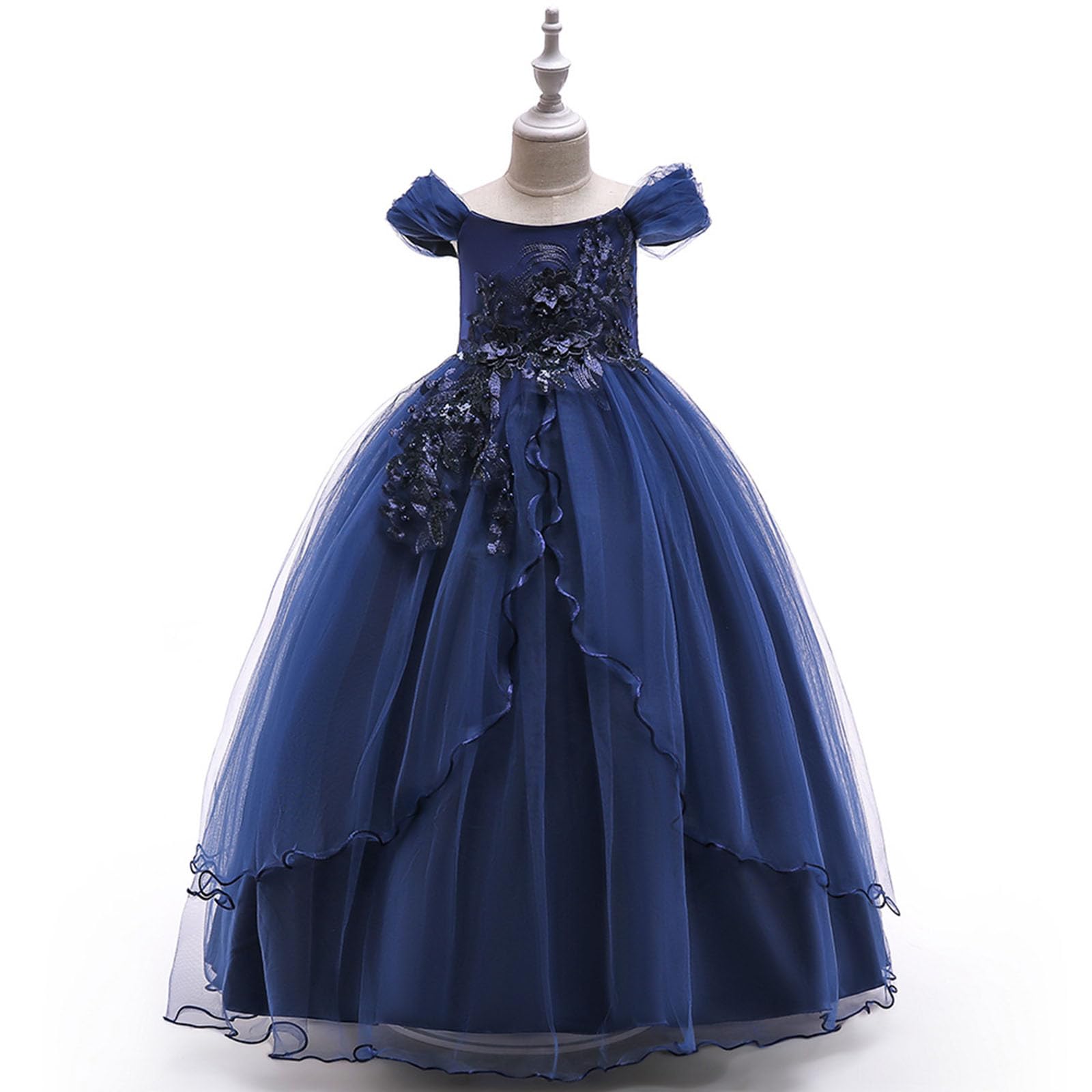 Genérico Vestido para niños, Vestido de Princesa, línea de Hombro, Vestido de actuación para niña, Vestido Largo con pomo, de Punto piqué, Suave y Transpirable, Ideal para Juegos al Aire Libre
