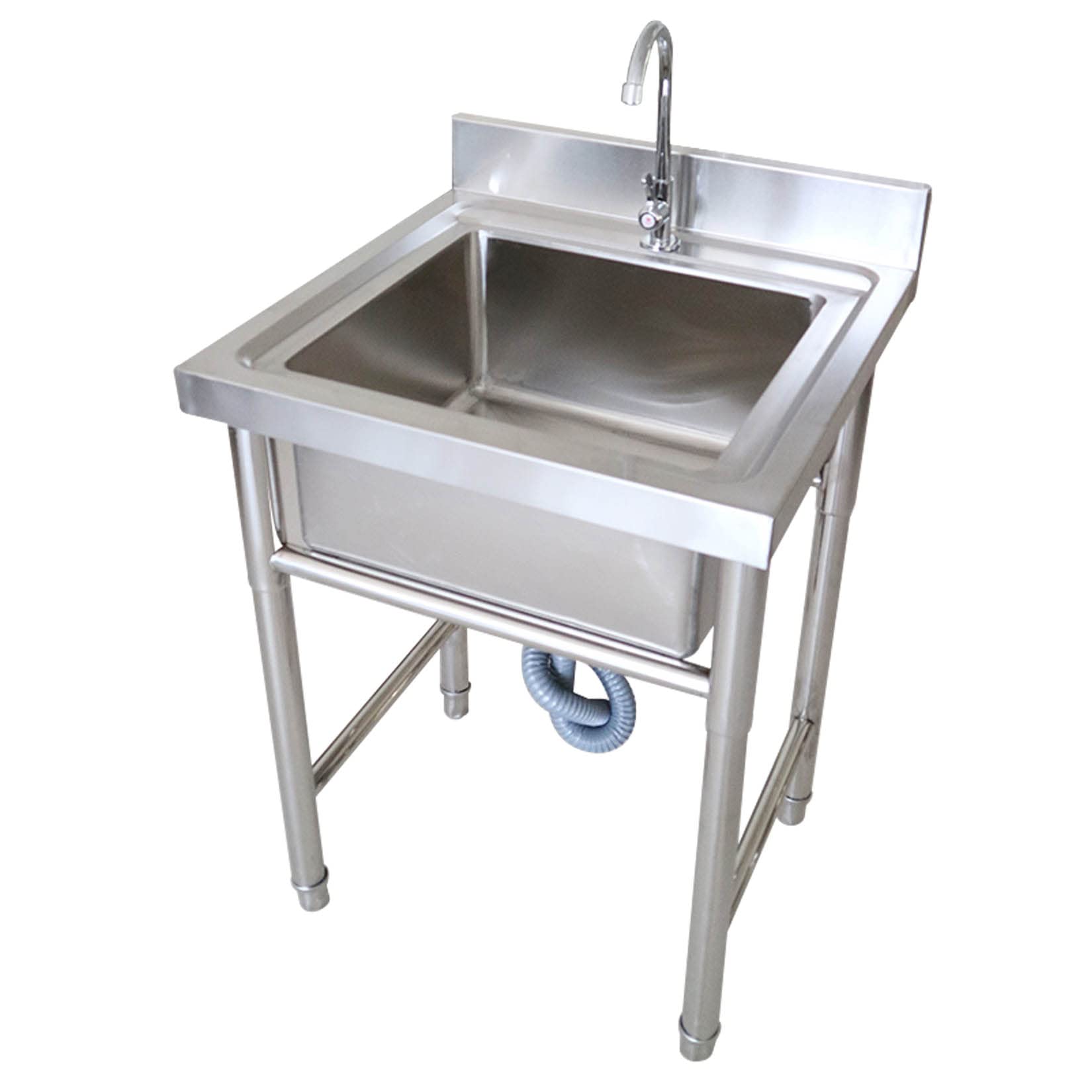 ZTCHSENZT Sink,Kitchen Utility Sink,Single Bowl FreeStanding 304 Stainless Steel Prep & Utility Sink, 1 Compartment Commercial Kitchen Sink with Faucet and Backsplash, for Restaura