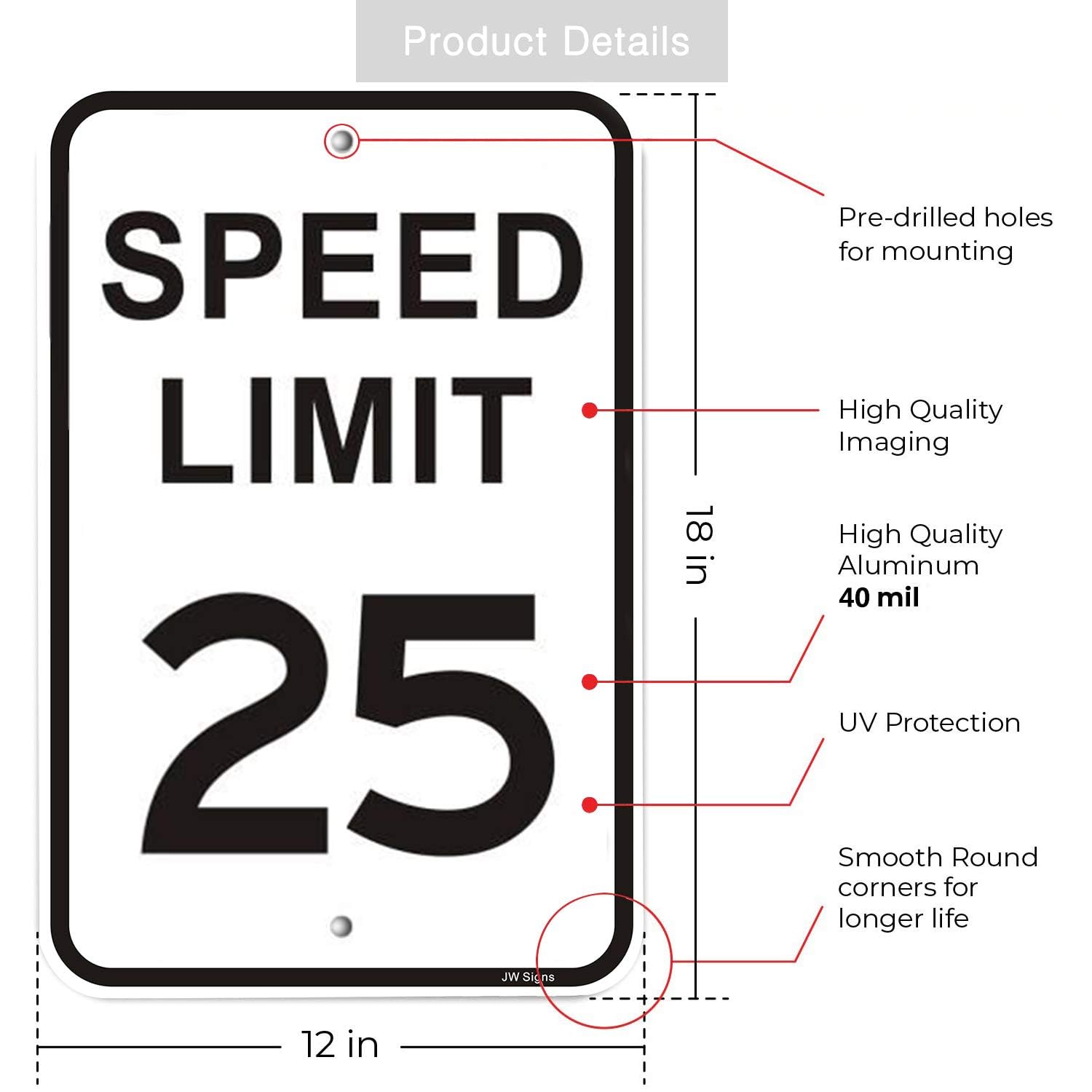 Amazon.com: 2-Pack Speed Limit 25 MPH Sign Slow Down Traffic Sign