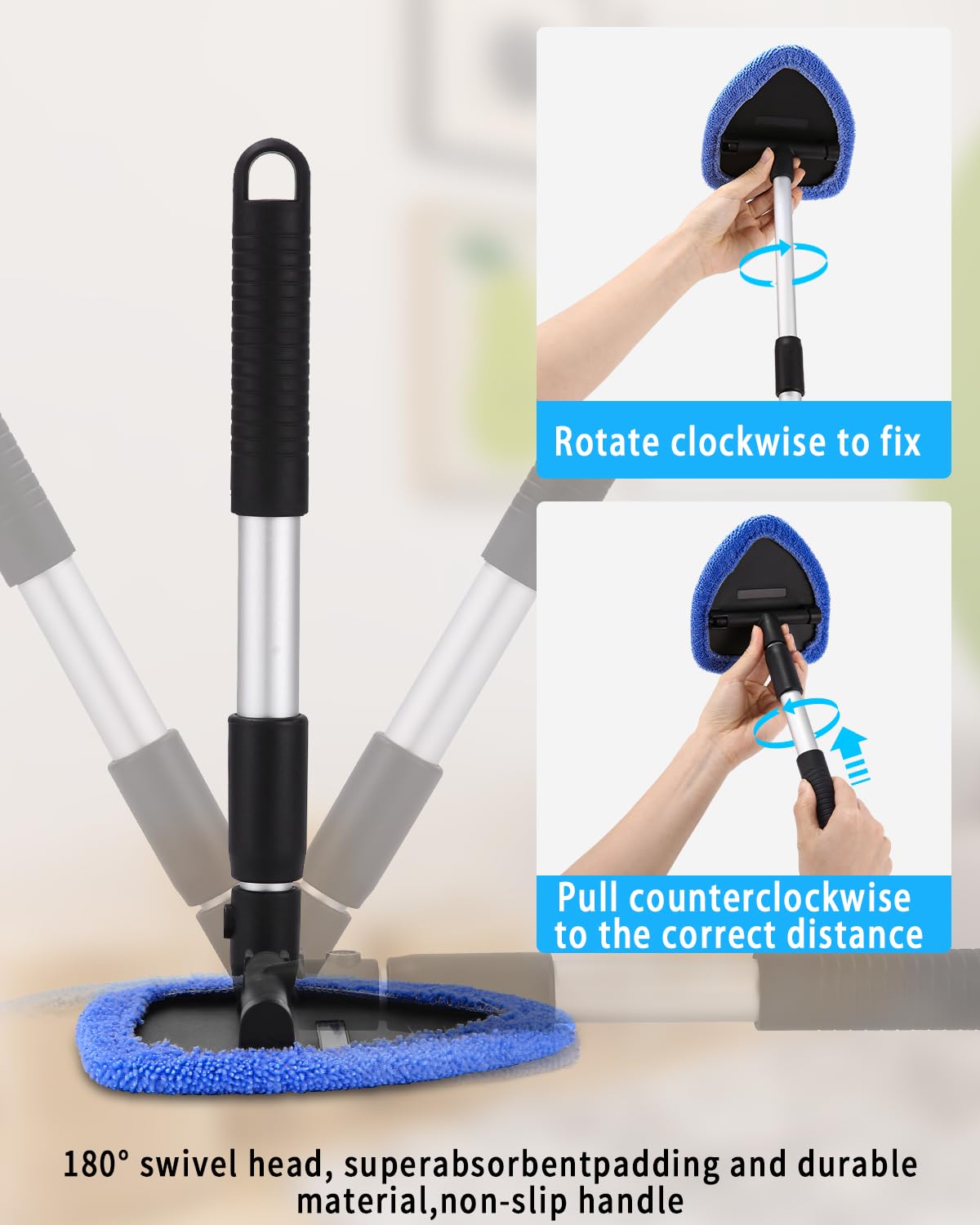 Nettoyeur De Pare-Brise Voiture - Chiffonnette Rétractable Pour Vitres