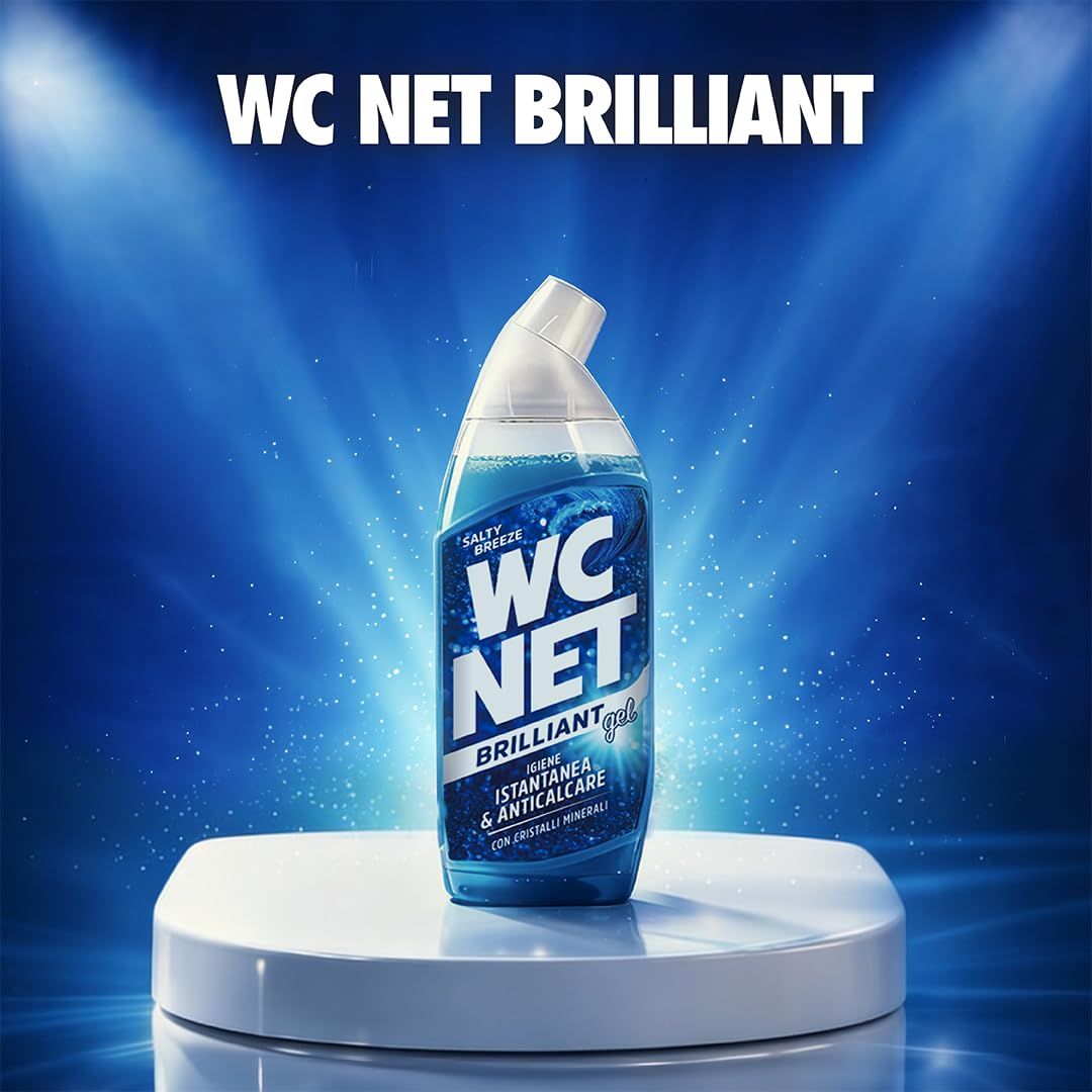 Wc Net - Brilliant Gel Salty Breeze, Detergente Liquido per Wc, Formula Brillante con Cristalli Minerali, Igiene Profonda, Azione Anticalcare, Profumo Fresco, 700 ml