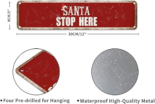 Vista 28 de Santa's Workshop North Pole Street Letreros personalizados de metal para exteriores, letrero de metal de bienvenida para Navidad, decoración