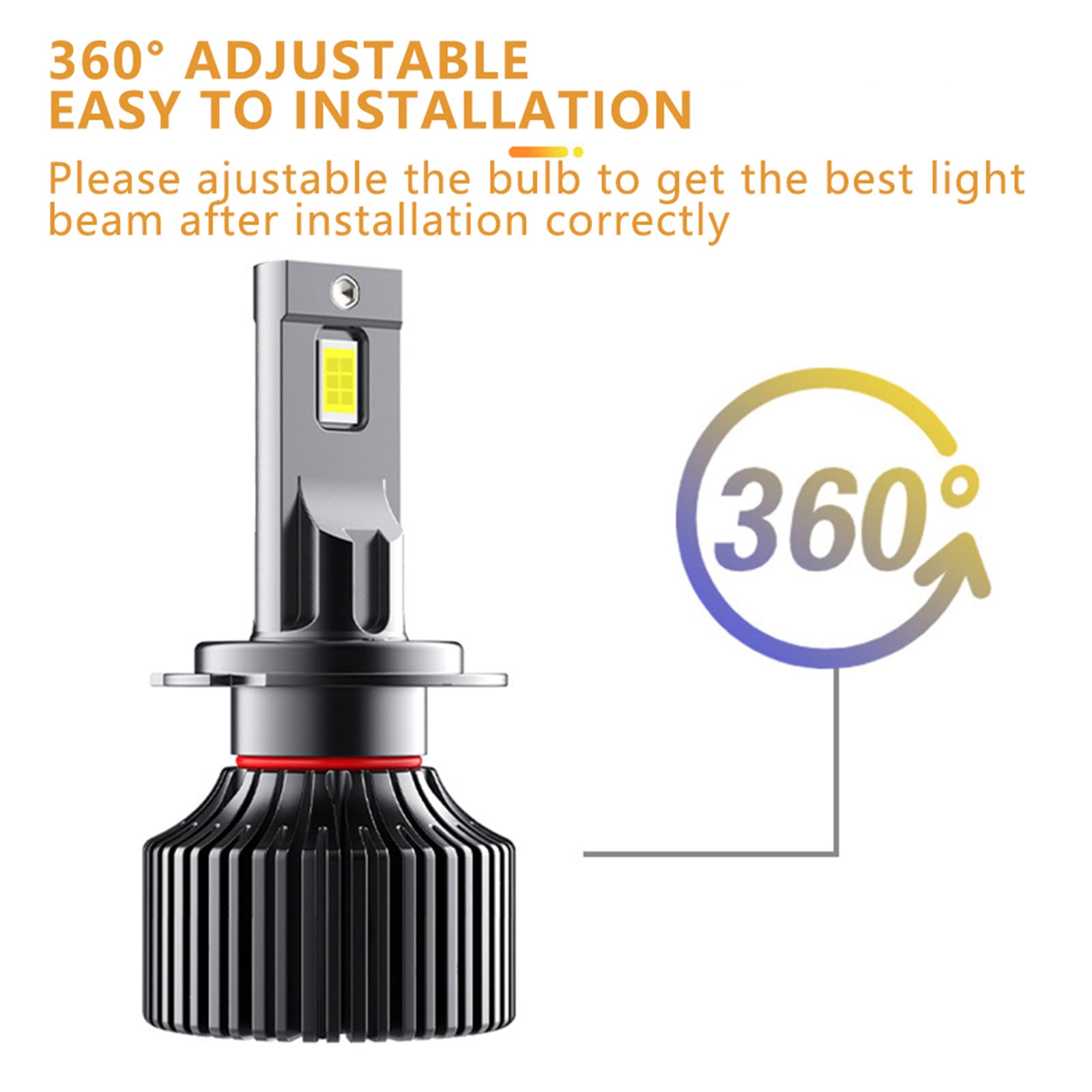 Lot De 2 Ampoules De Phares LED, Feux De Croisement 6500 K 12 000 Lm Blancs Pour Phares De Voiture En Aluminium Aviation.,H1