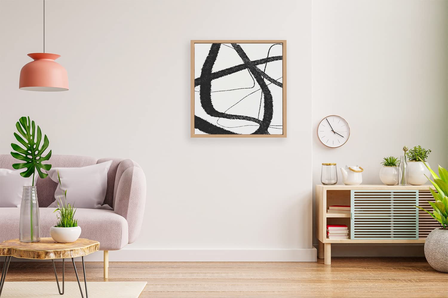 VERRE ART Printed Framed Canvas Painting for Home Decor Office Wall Studio Wall Living Room Decoration (14x14inch Wooden Floater) - Miella I