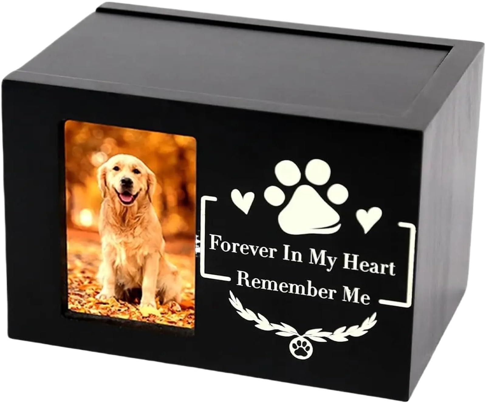 LOAFTWICRE Pet Urn Pet Memorial Urns For Dog Or Cat Ashes Wooden With Photo Frame Keepsake Memory Box