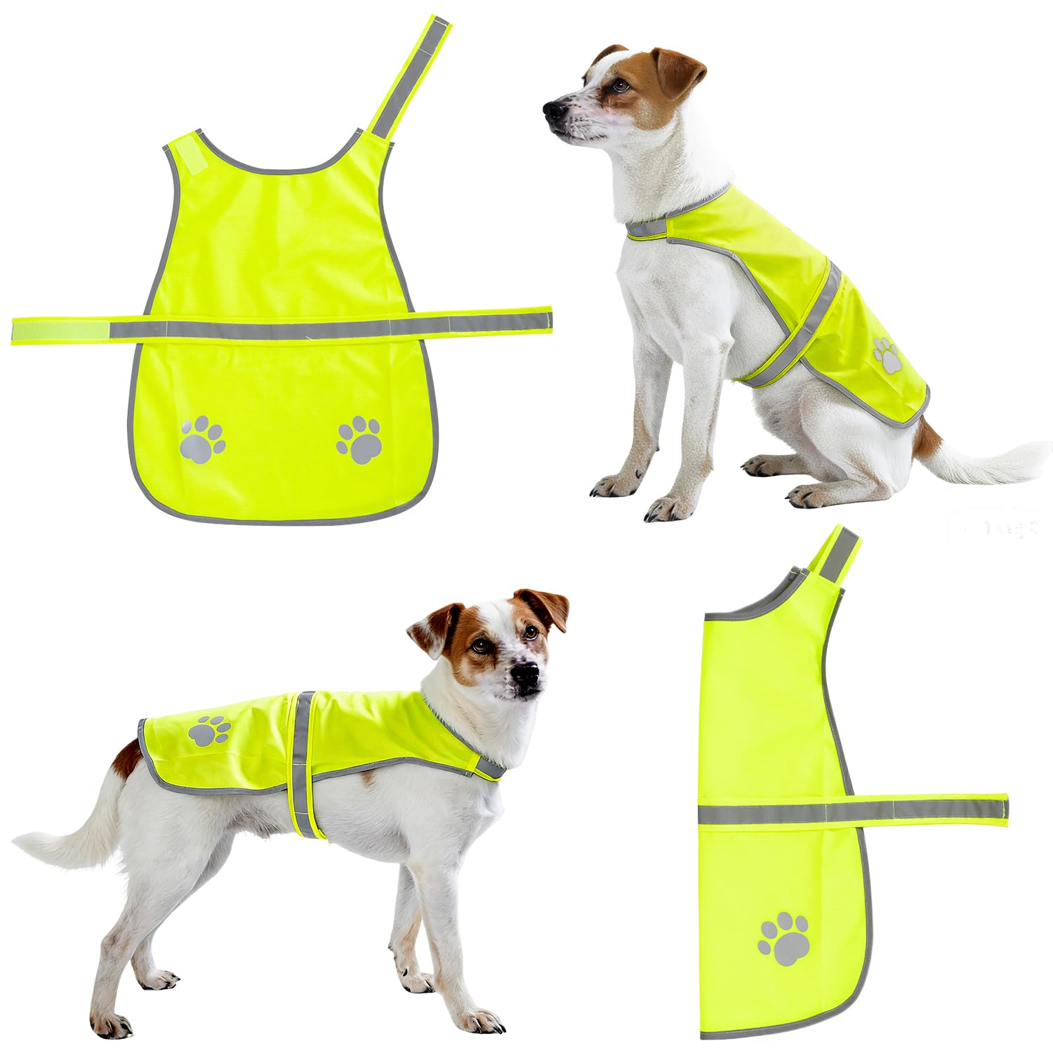 Reflective Dog Safety Vest, High-Visibility Fluorescent Yellow Dog Coat with Elastic Straps, Lightweight Reflective Dogs Accessories for Walking & Training, Fits Dogs with 38–39cm Neck — image 1