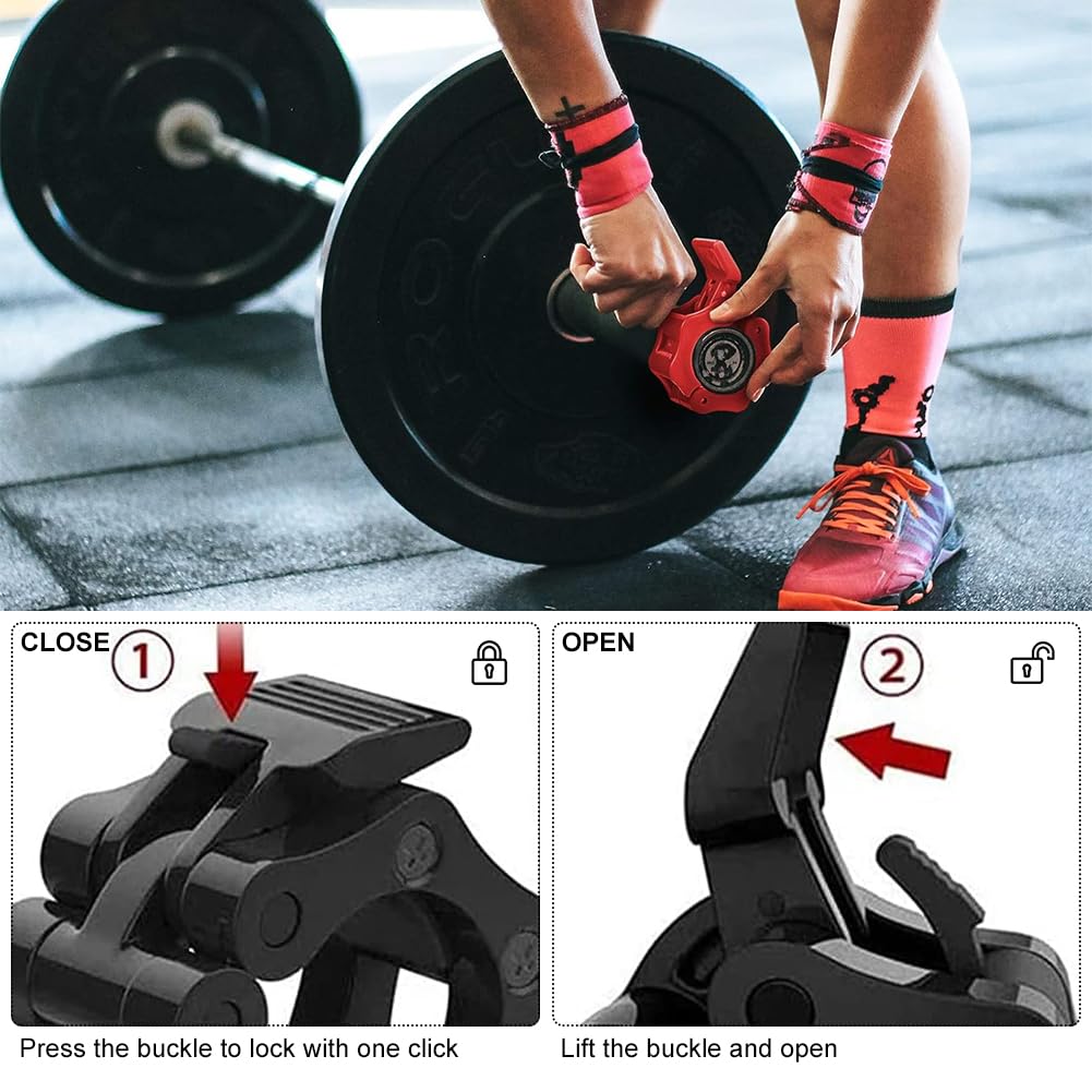 Butyeak Morsetti per Bilanciere, Collari Bilancieri 28mm, Ferma Pesi Bilanciere, Barbell Clamps, Chiusure per Manubri, Collare da Bilancieri per La Sollevamento Pesi Formazione Trasversale Fitness
