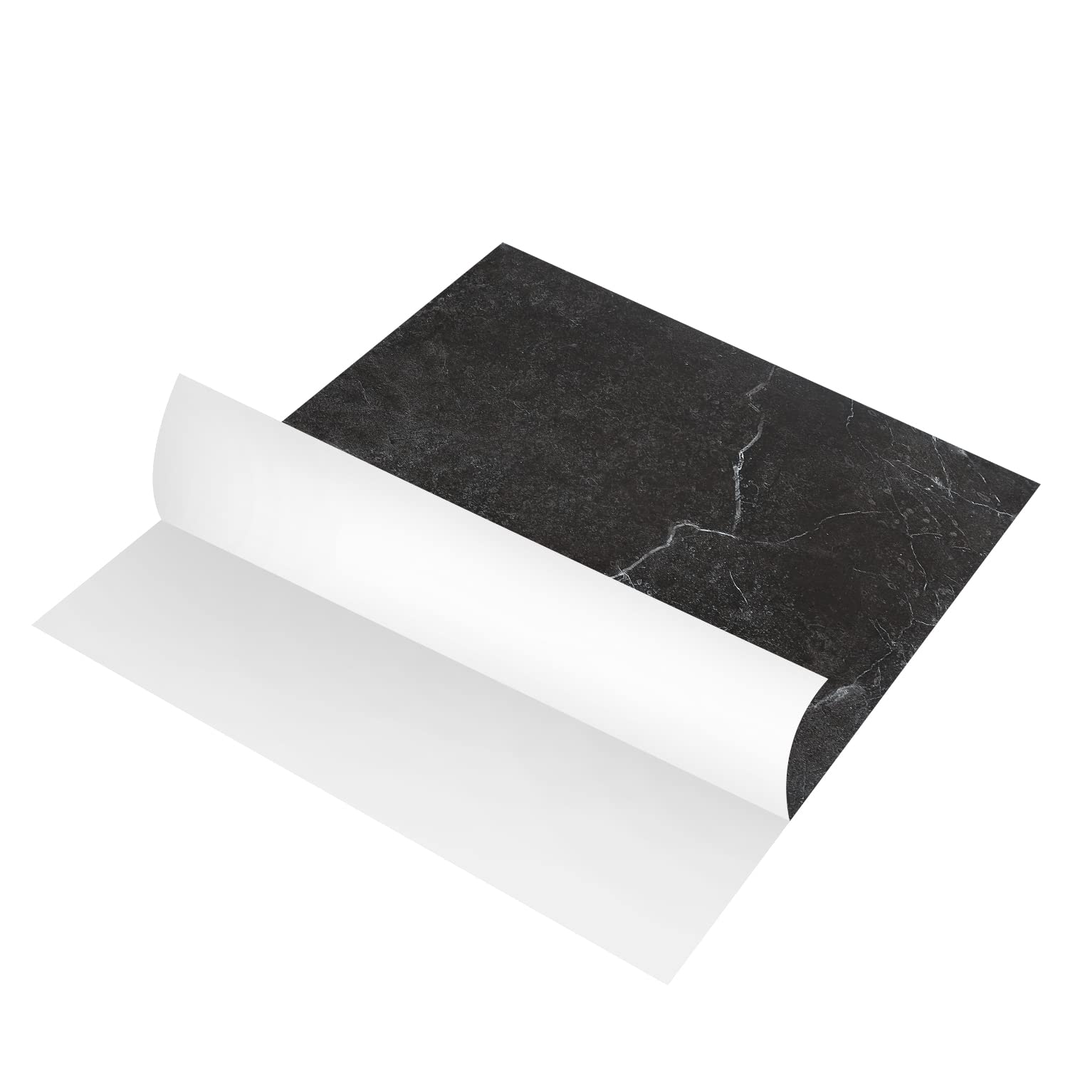 Suelo de PVC Autoadhesivo 30cm x 30cm, 2 m² / 22 baldosas Suelo de vinilo impermeable Autoadhesivo Antideslizante con aspecto de baldosa recortable - Mármol Negro