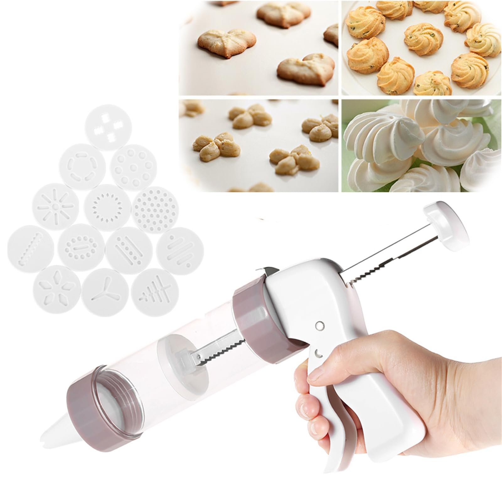 Pistolet à Pâtisserie MKNZOME - 6 Buses + 13 Modèles - Décoration Biscuits, Gâteaux, Churros