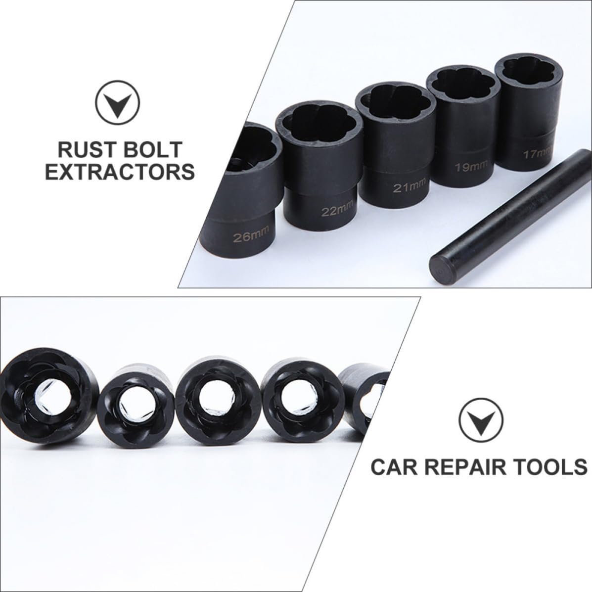 Operitacx Extractores de Tuercas y Pernos Oxidados de Acero Vanadio Juego de 6 Funda Abs Resistente al Desgaste para Taller Mecánico