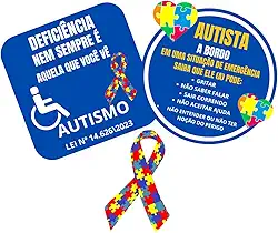 Kit 6 Adesivos de Conscientização do Autismo, PCD - Sinais e Rótulos para Carros, Caminhões, Ônibus, Bicicletas, Motocicletas, ATVs e Barcos
