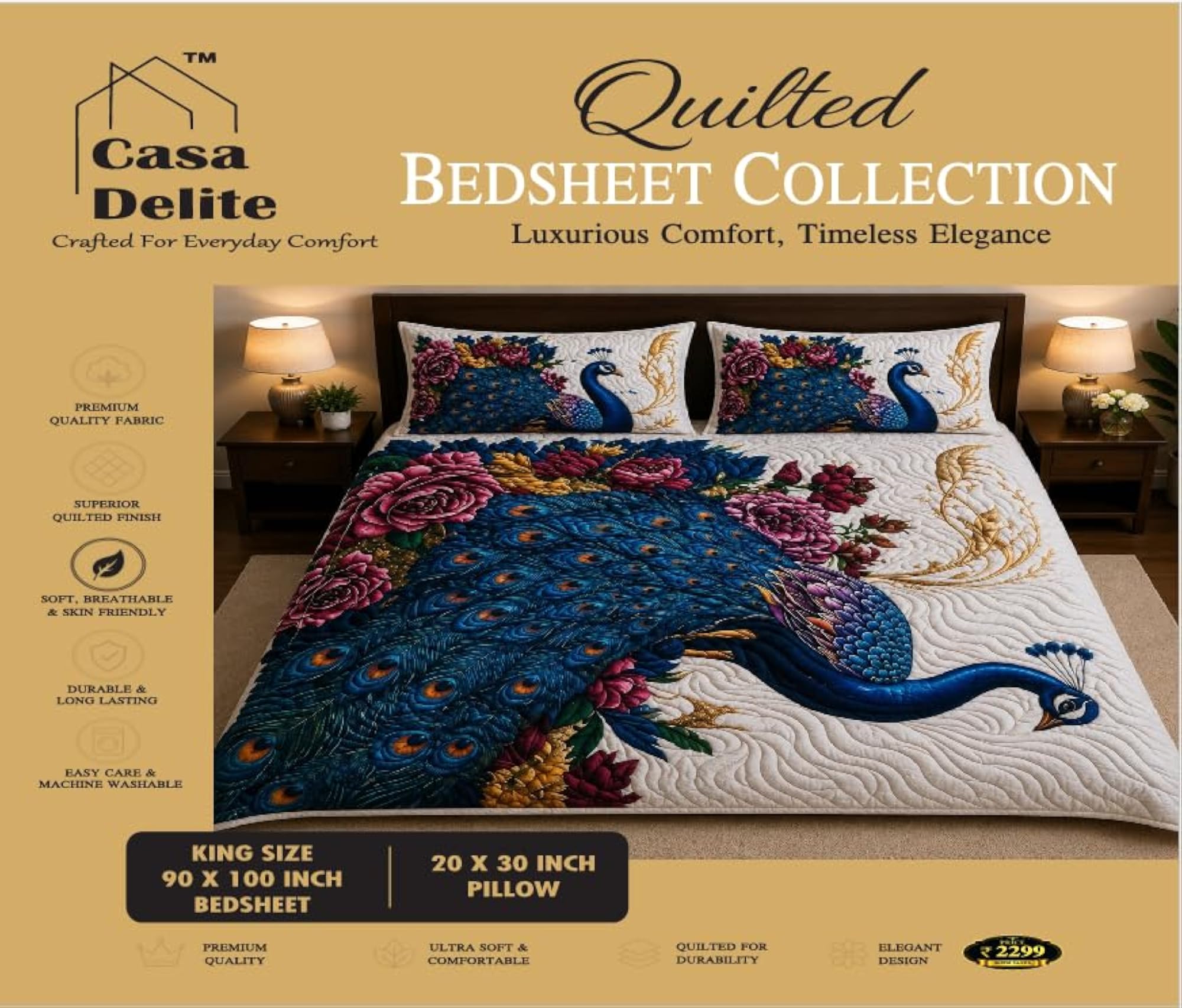 7D Digital Printed Cotton Soft Hand Feel Bedsheet