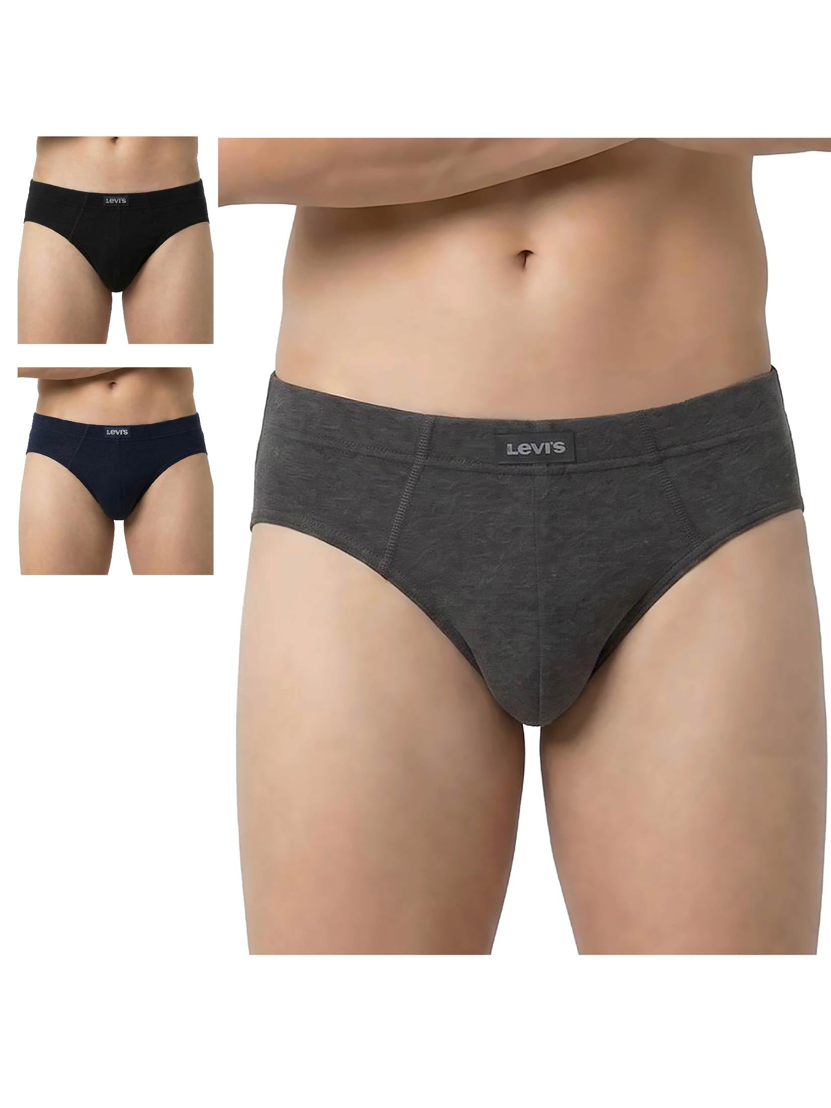 levi's Men's Cotton BRIEF (Pack of 3) (PR81526_Dk. Grey Melange, Black, Navy_L_Dk. Grey Melange,Black,Navy_L)-picture-14