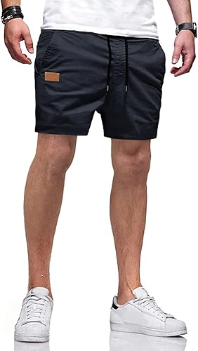 JMIERR Mens Casual Shorts Cotton Drawstring Summer Beach Stretch Twill Chino Golf Short with Pockets