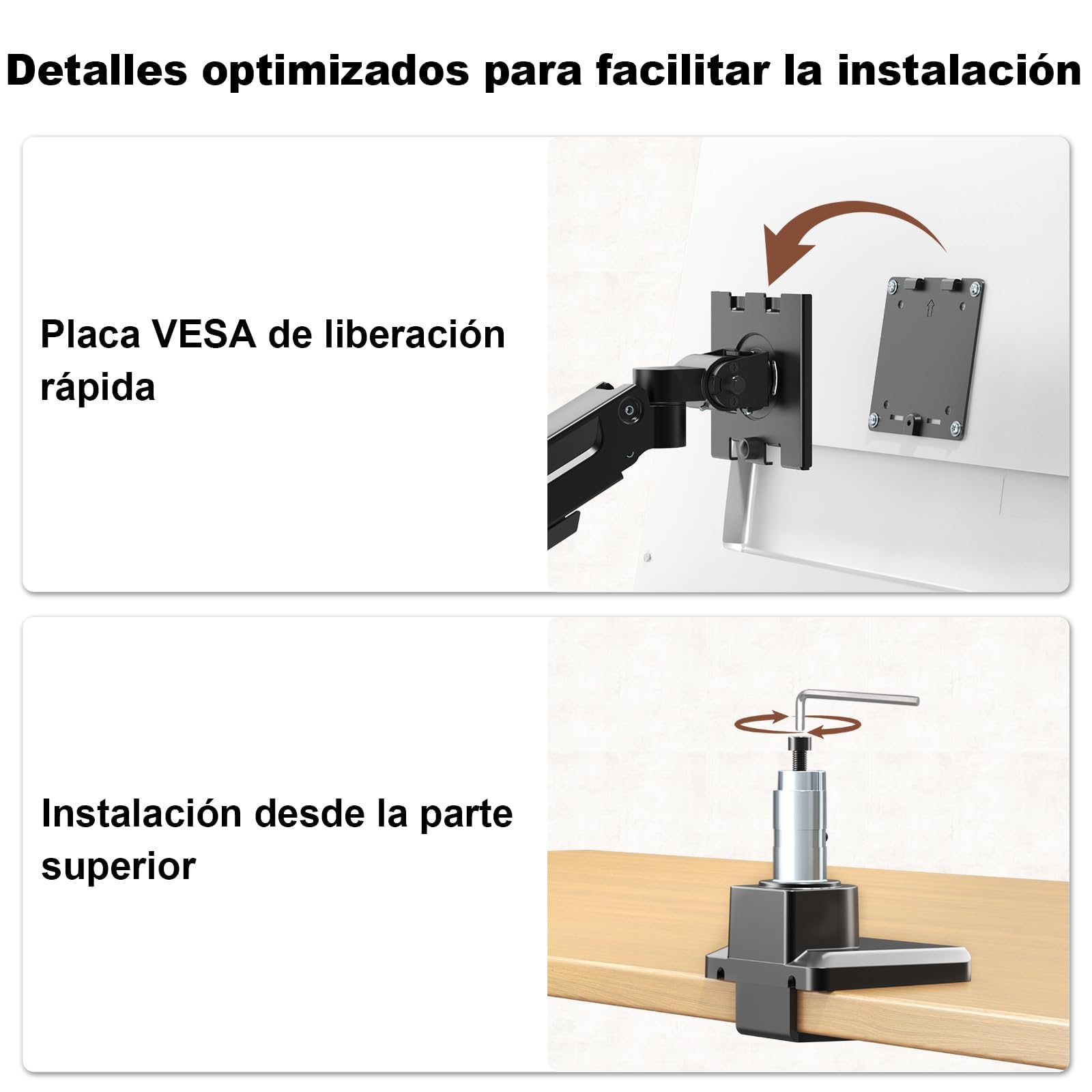 Soporte para Monitores PUTORSEN para 2 Pantallas de 17 a 49 Pulgadas - hasta 20 kg por Brazo, Soporte Extra Largo Ajustable en Altura y Giratorio para una ergonomía óptima, VESA 75/100 mm