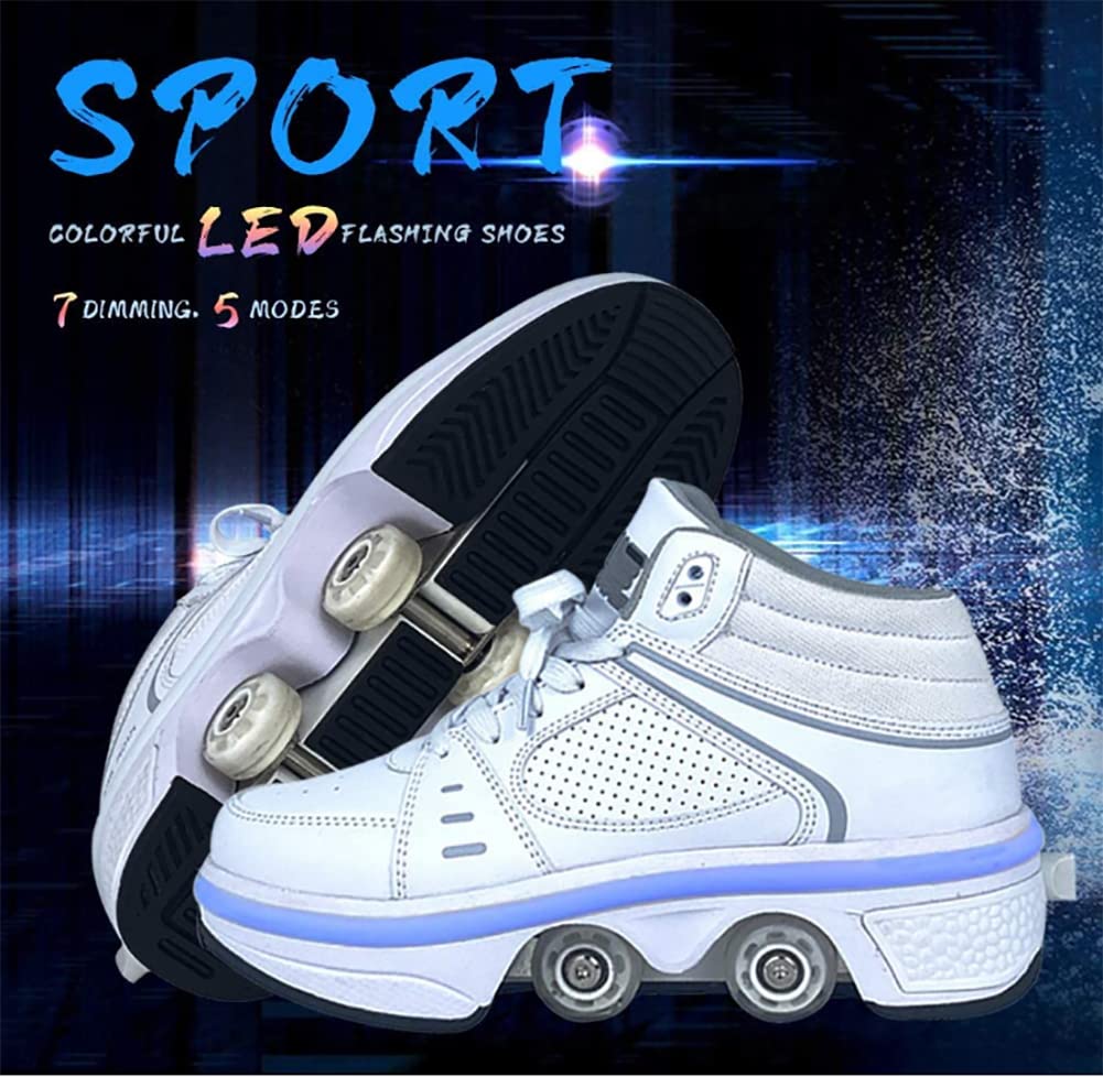 Scarpe con rotelle, Pattini a rotelle per Bambini, Pattini LED Luce per Ragazzi e Ragazze, Scarpe con Automatiche Rotelle Retrattile, Outdoor Multisport Scarpe da Skateboard