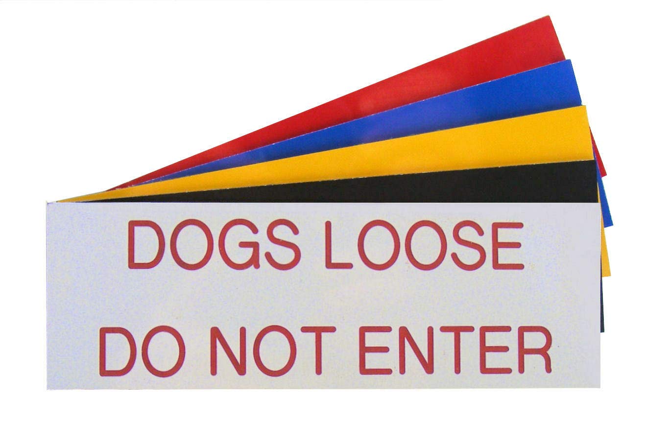 County Engraving Engraved Plaque DOGS LOOSE DO NOT ENTER Front Door, House Sign 150mm x 50mm (White with Black Text)