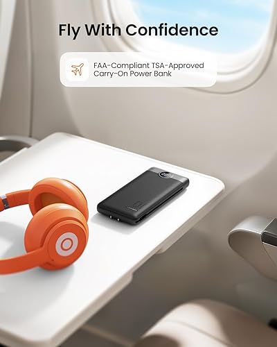 Miniatura 7 de Cargador portátil con enchufe de pared, banco de energía USB C delgado con cables integrados, pantalla LED de 10000 mAh, batería externa compatible