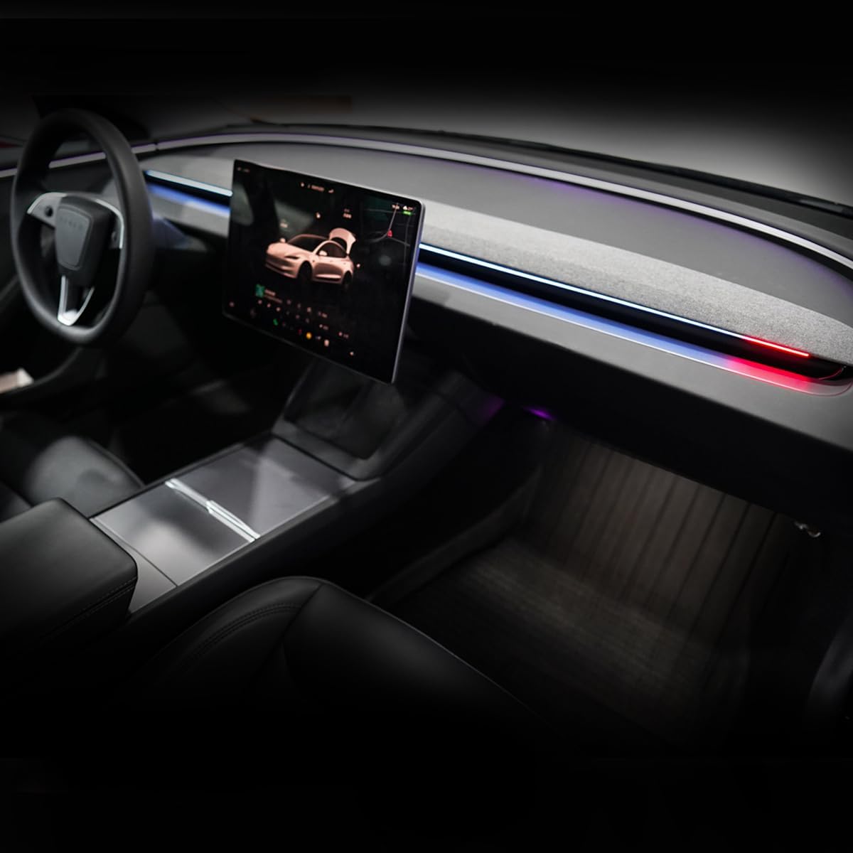 Smart BSD Ambient Lighting for Tesla Model 3 & Model Y 2021-2024, Blind Spot Monitoring Ambient Lighting, Dynamic Safety Alerts & Driving Mode Effects