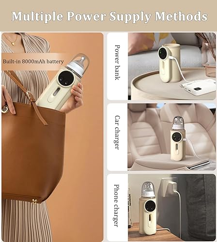 Miniatura 7 de Calentador de biberones portátil para leche materna o fórmula, calentamiento rápido, calentador de biberones recargable sobre la marcha,