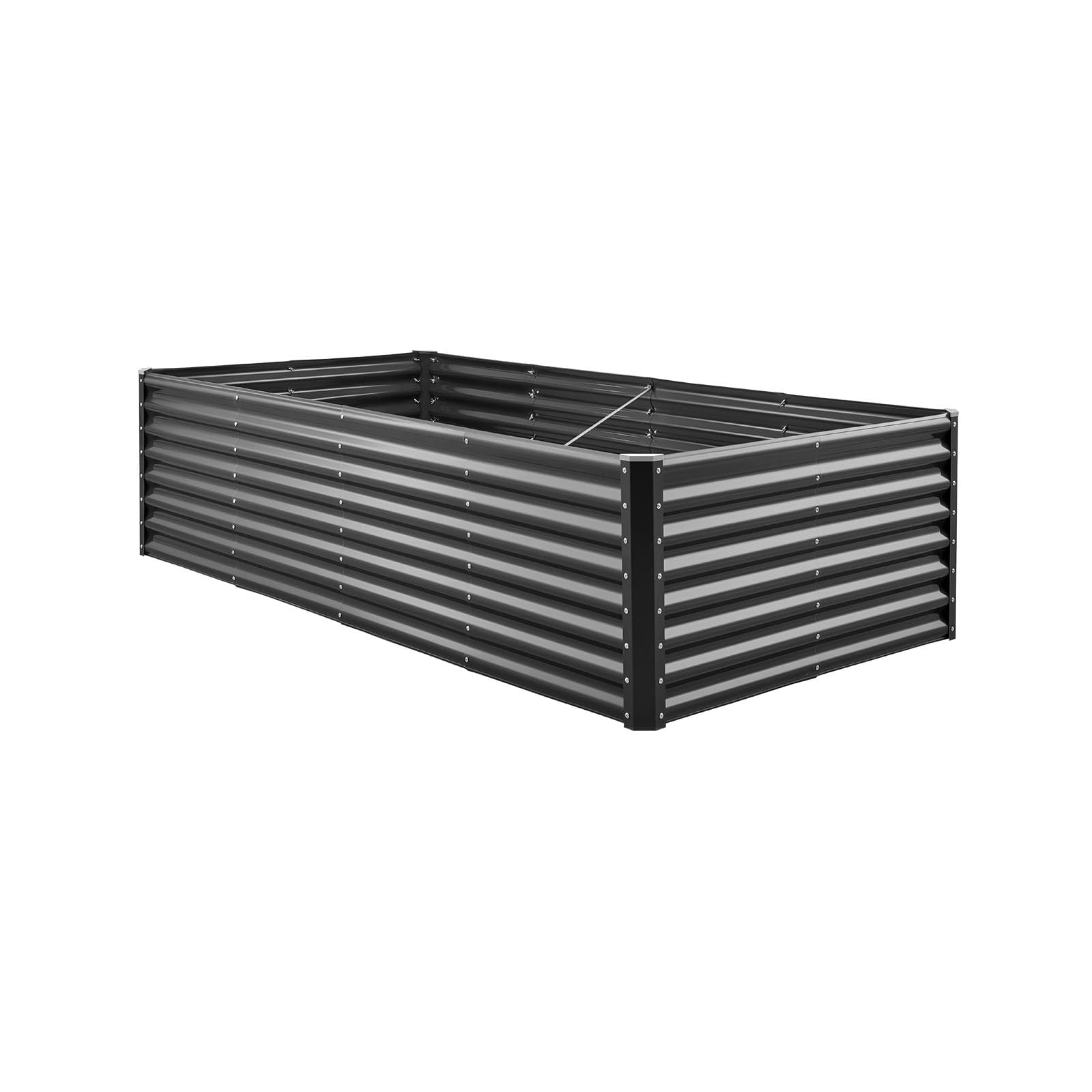 VEVOR Aiuola Rialzata in Metallo, Fioriera da Giardino Zincata per Esterni 2400 x 1200 x 600 mm, Design a Fondo Aperto, per la Coltivazione di Verdure, Erbe Aromatiche e Piante Grasse, Grigio Scuro
