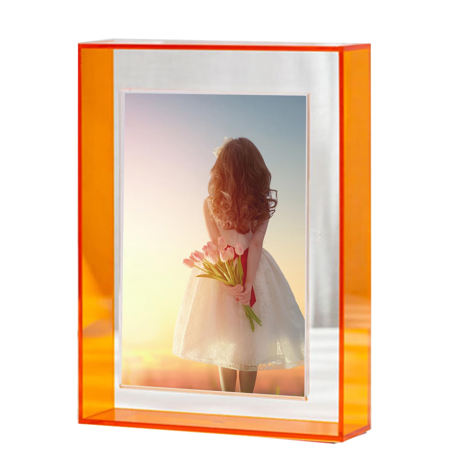 Irbaniland Orange Neon Acrylic Photo Frame Photos Frame Photo Frame For Wedding Picture Frame Desktop Office Photo Decor Horizontal Or Vertical (,A4)