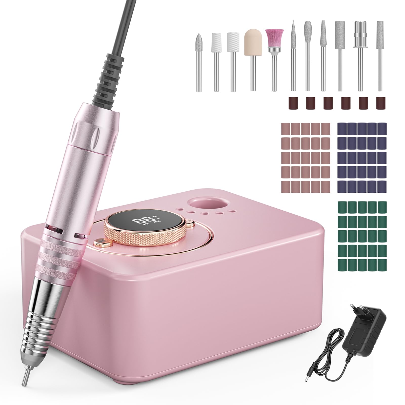 Fresa per Unghie Professionale 35000RPM,Lima Elettrica per Unghie,Manicure e Pedicure, Trapano Elettrico per Rimozione Gel/Smalto,Salone Manicure Set e Pedicure Elettrico
