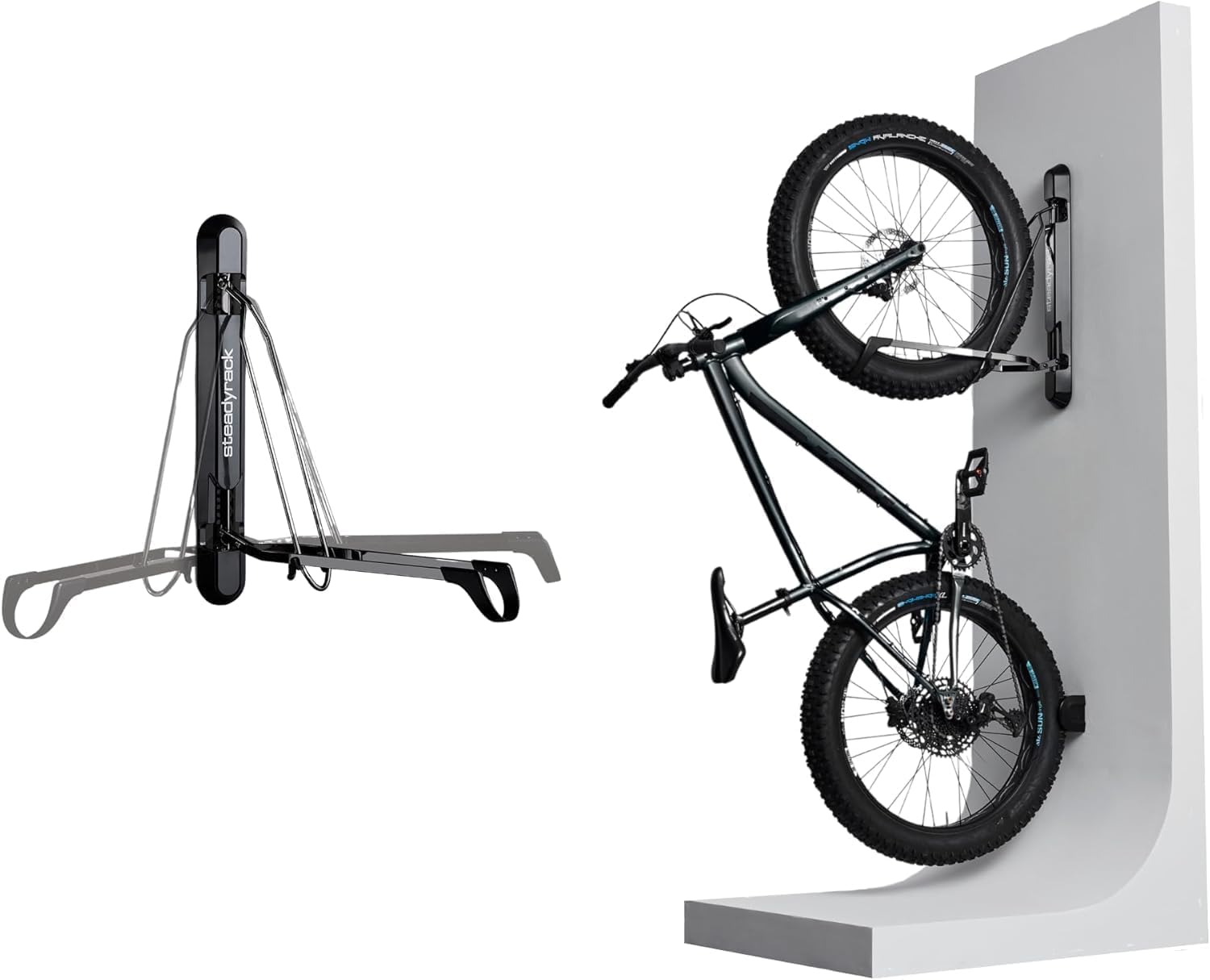 Steadyrack ProFlex Fat Fahrrad Wandhalterung - Vertikale Fahrradhalterung klappbar für Fatbikes, Plus Bikes, Cruiser & mehr - Platzsparende Aufbewahrung für Garage, Werkstatt & Zuhause