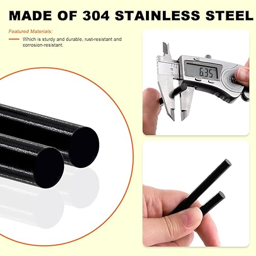 Miniatura 17 de Tanstic Juego de 29 varillas de acero inoxidable 304 de 0.059 in, 0.079 in, 0.098 in, 0.118 in, 0.157 in, 0.197 in, 0.236 in, 0.315 in de diámetro