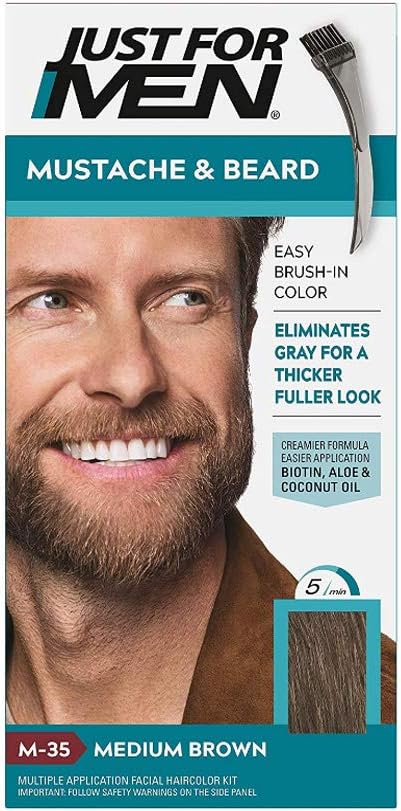 JUST FOR MEN Color Gel Mustache & Beard M-35 Medium Brown 1 ea (Pack of 2)