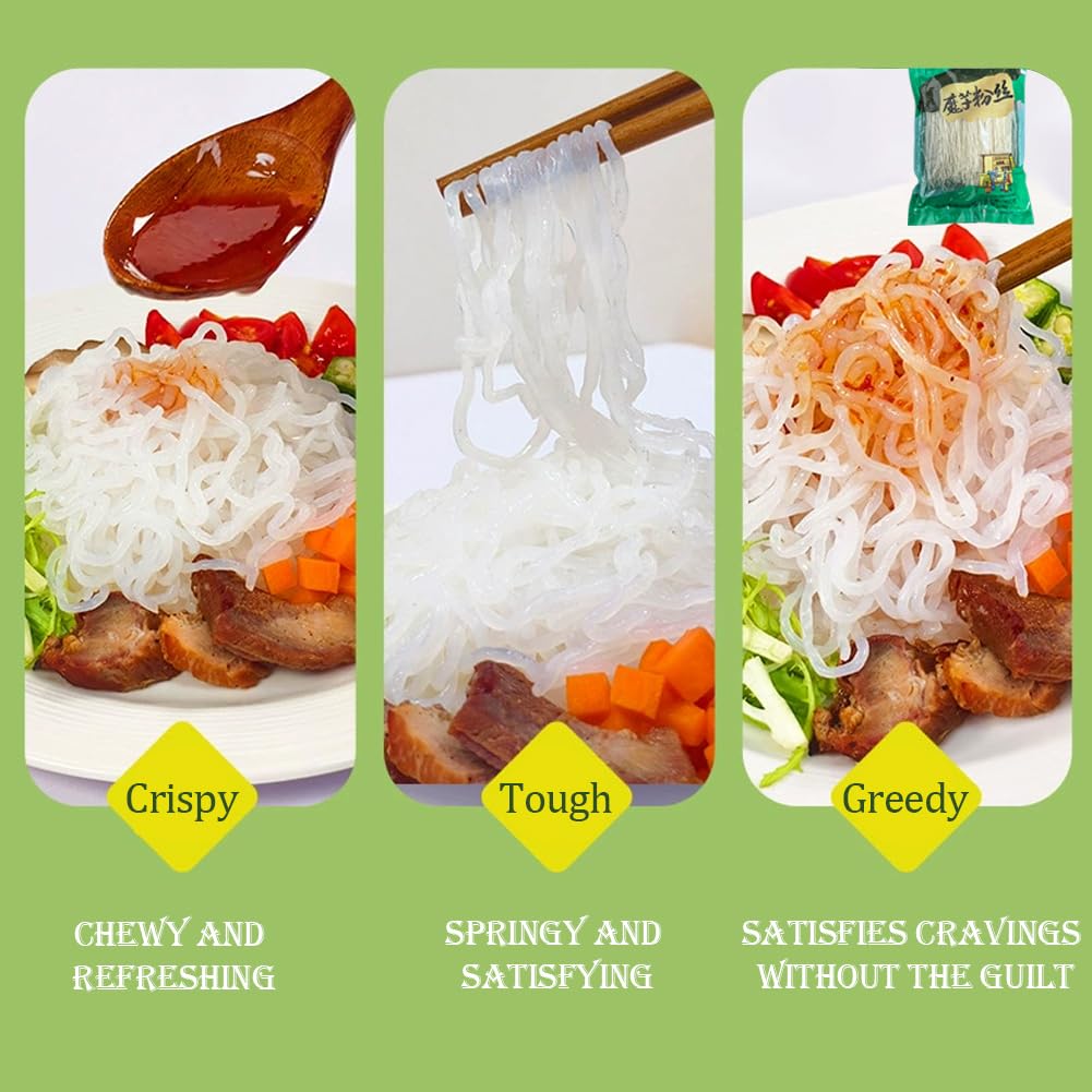 DAMAICHUHAI Shirataki (Spaghetti di Konjac) Secchi – 400g, Noodle a Zero Calorie, Senza Glutine e Senza Carboidrati, Ricchi di Fibre, Perfetti per Diete Low-Carb e Keto