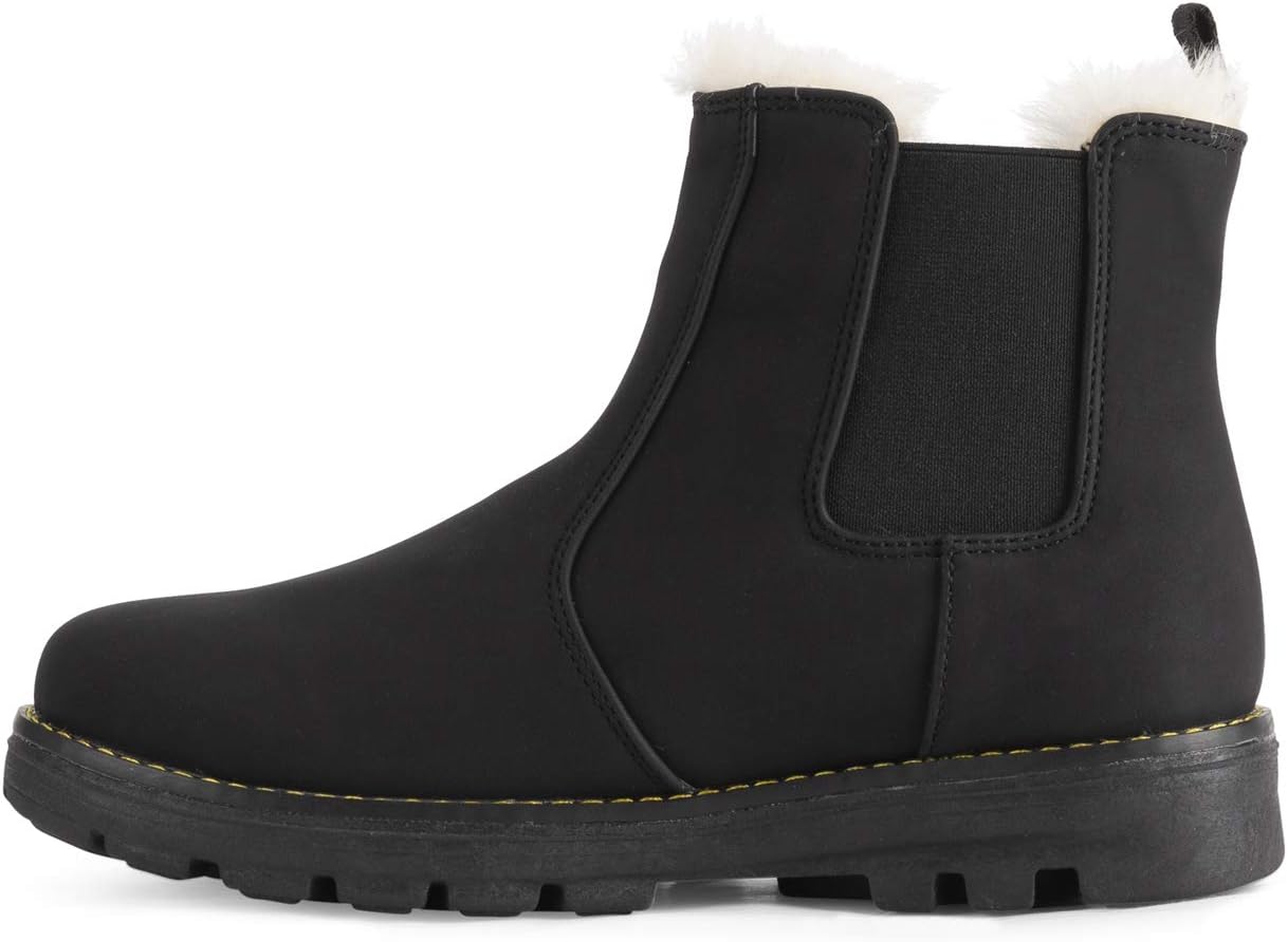 Polar Womens Memory Foam Chelsea Nubuck Boot Waterproof Rubber Welted Stitch Outsole Faux Fur Lined - Image 3