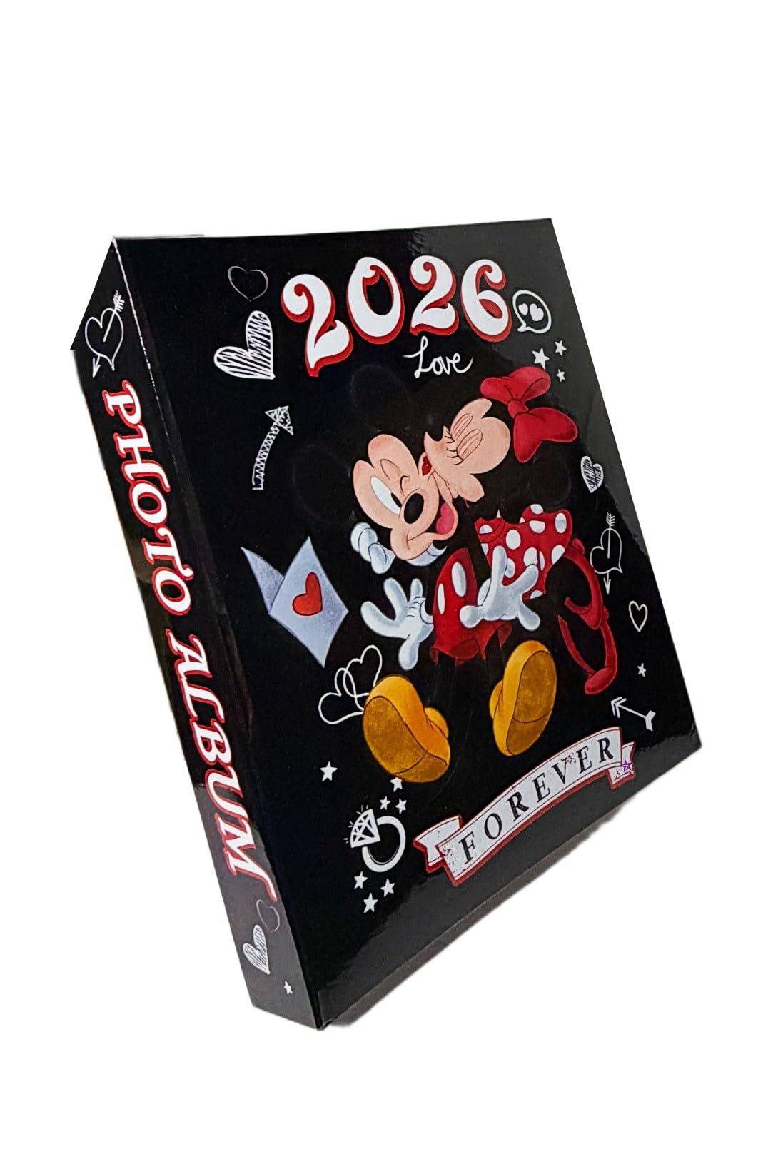 7STAR Love Forever 2026 - Álbum de fotos de 8.75 x 7 pulgadas, capacidad para 100 fotos de 4 x 6 pulgadas, álbum de recortes con páginas autoadhesivas para recuerdos de bodas, cumpleaños y vacaciones