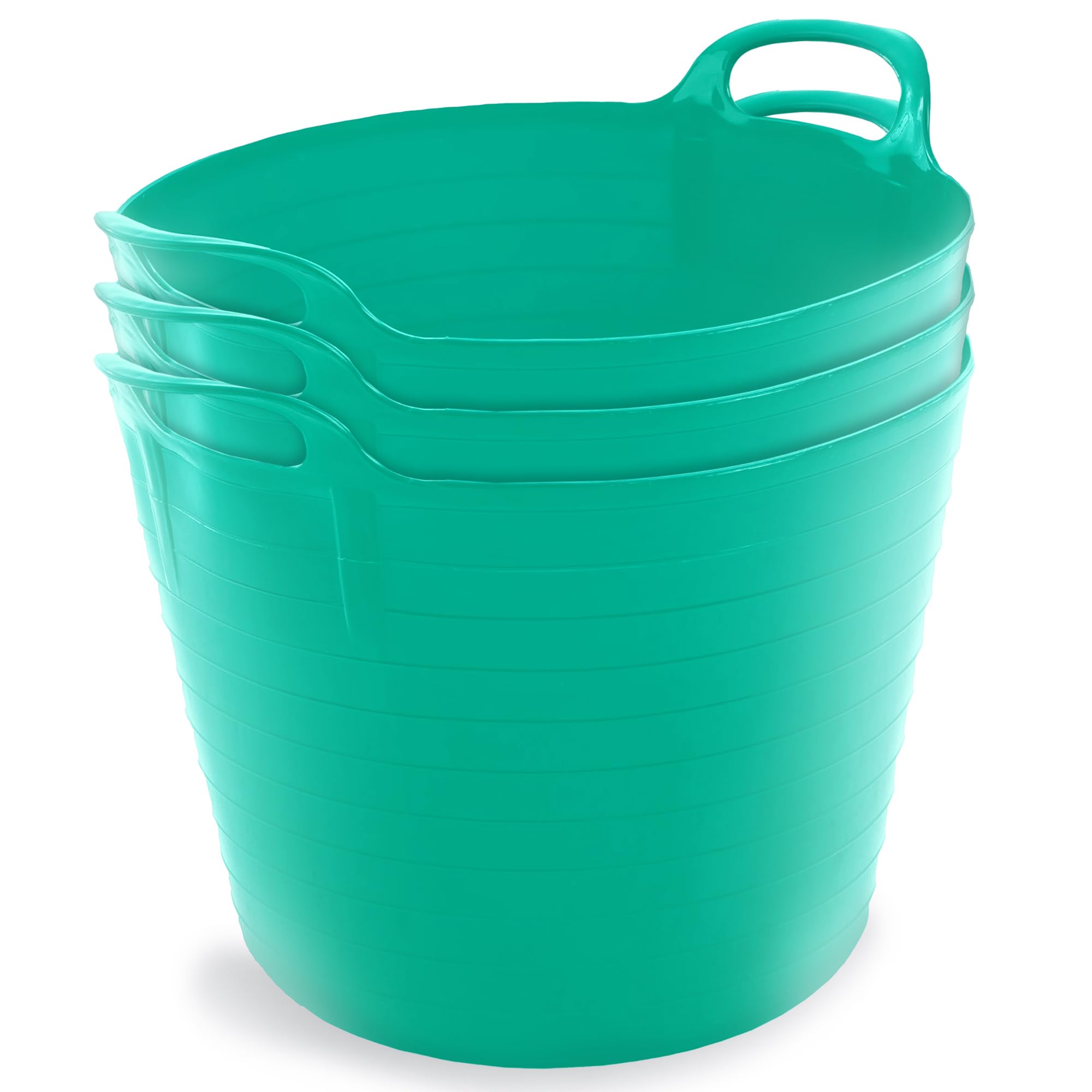Neat Plastics 42L Flexi Tubs 3 Packs - Versatile Large Garden Tubs with Handles, Handy Builders Bucket Heavy Duty, Bath Bucket & Flexi Bucket, Durable Flexible Bucket for Home & Garden (Duck Egg Blue)