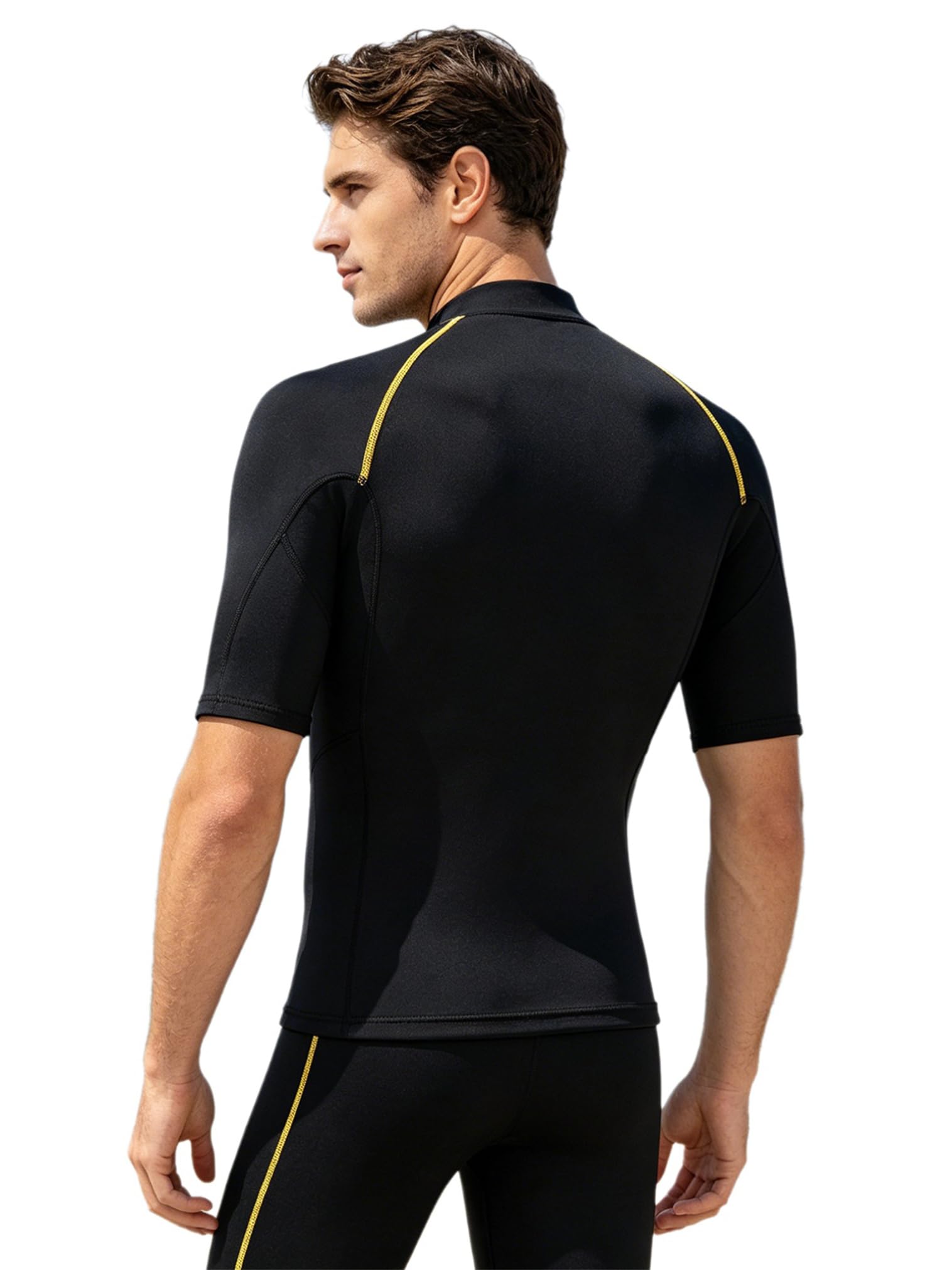 FEESHOW Herren 1.5mm Neoprenanzug Kurzarm Jacke Mit Reißverschluss Männer Tauchjacke Schwimmen Schnorcheln Surfen Oberteil