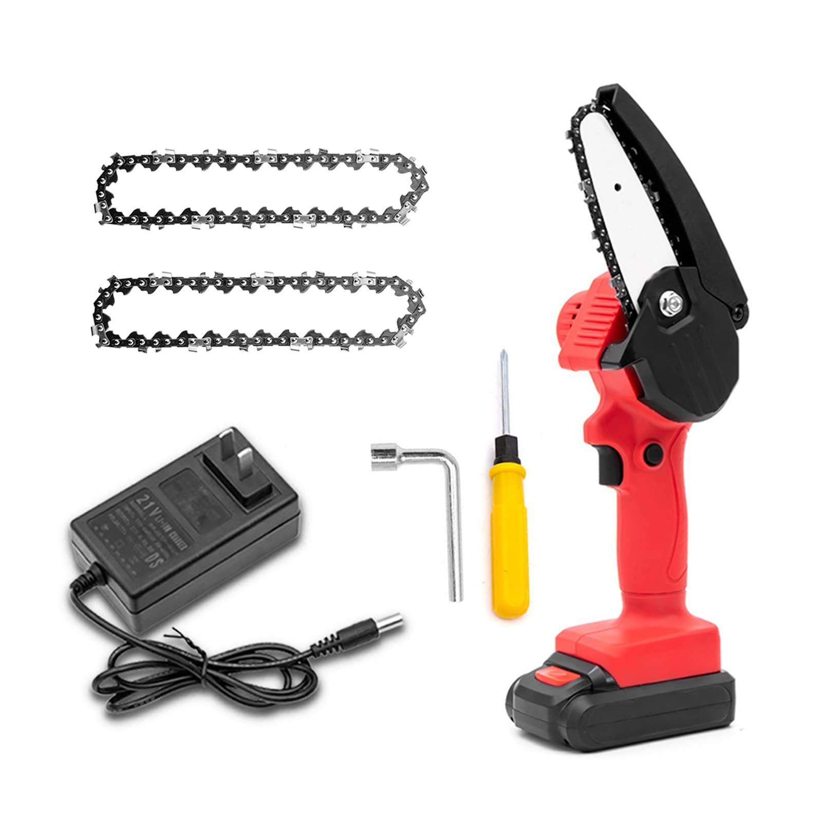 Mini Motosierra inalámbrica, Motosierra a batería de 4 Pulgadas, 2 baterías Recargables de 24 V, motosierras eléctricas portátiles de Mano para Cortar Madera, podar árboles