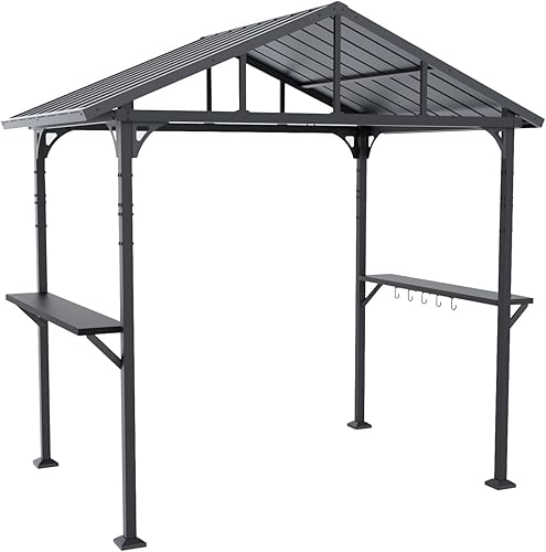 Miniatura 8 de Gotland Pergola de techo rígido para exteriores, 10 x 12 pies, con marco de metal, techo inclinado y cortinas dobles para patio, jardín, césped,