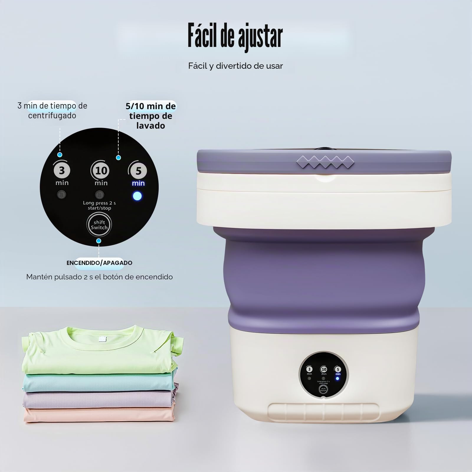 Mini Lavadora Portátil Plegable 12L con Cesta de Drenaje y Blu-ray Washing Machine 3 Modos de Limpieza para Lavar, Ropa Bebé, Ropa Interior, Calcetines para Apartamentos, Dormitorios, Caravanas
