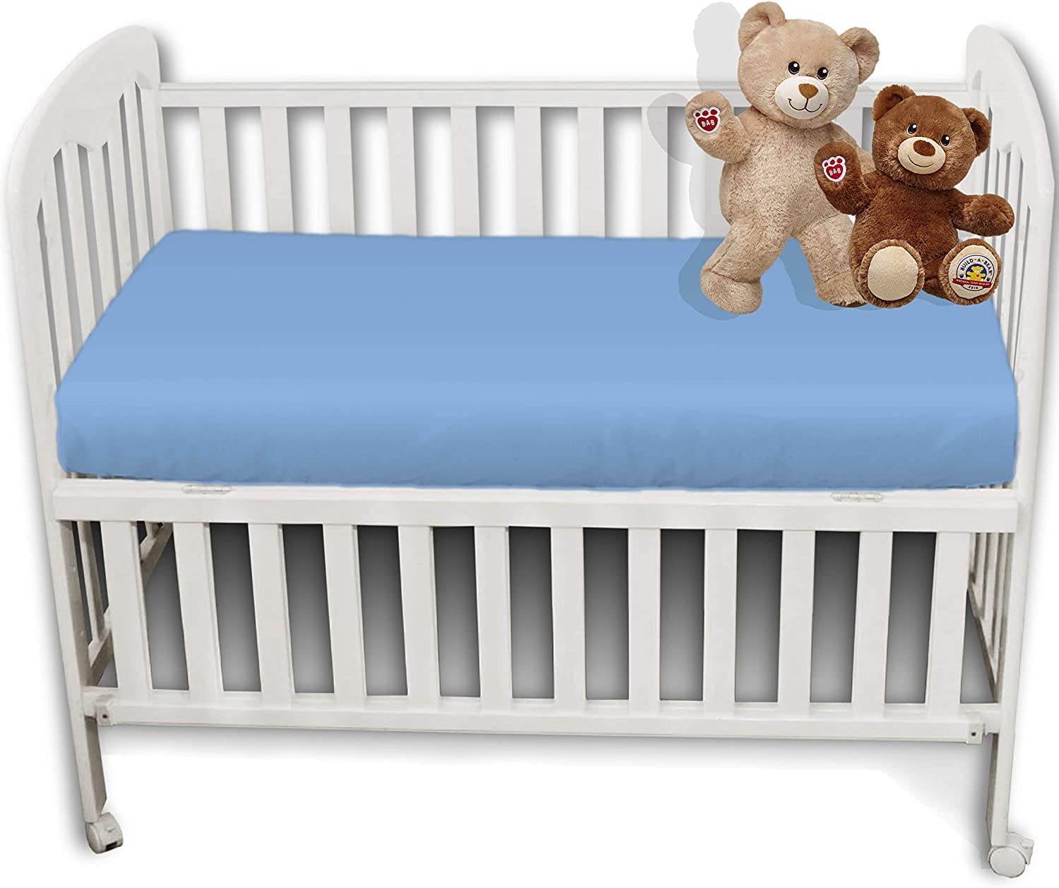 Amigozone Mid Blue 2 X Pollyotton Cot Bed Fitted Sheet (, (Cot 60 X 120Cm))