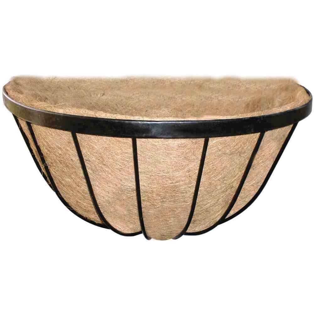 Siena Garden Wrought Wall Hanging Basket - Black and Natural, 35 cm
